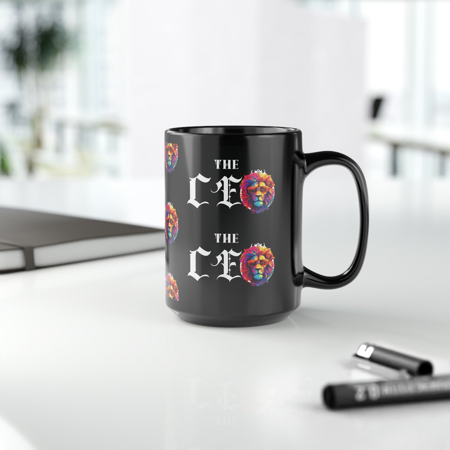 The CEO: Graphic Lion Glossy Black Mug (11oz, 15oz)