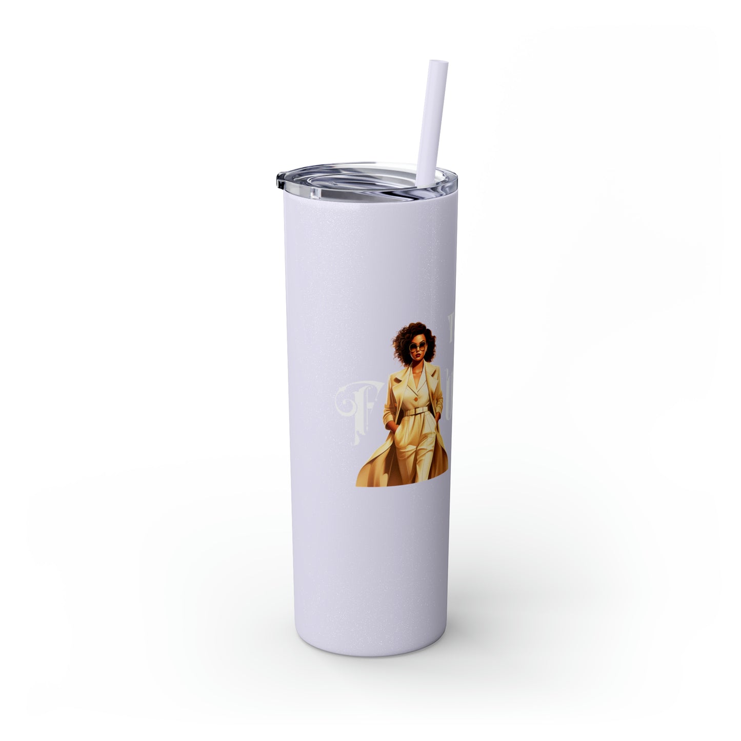 THE FOUNDER: Lady Boss Graphic Skinny Tumbler with Straw, 20oz (Black Matte Finish or Black Glitter Glossy Finish)