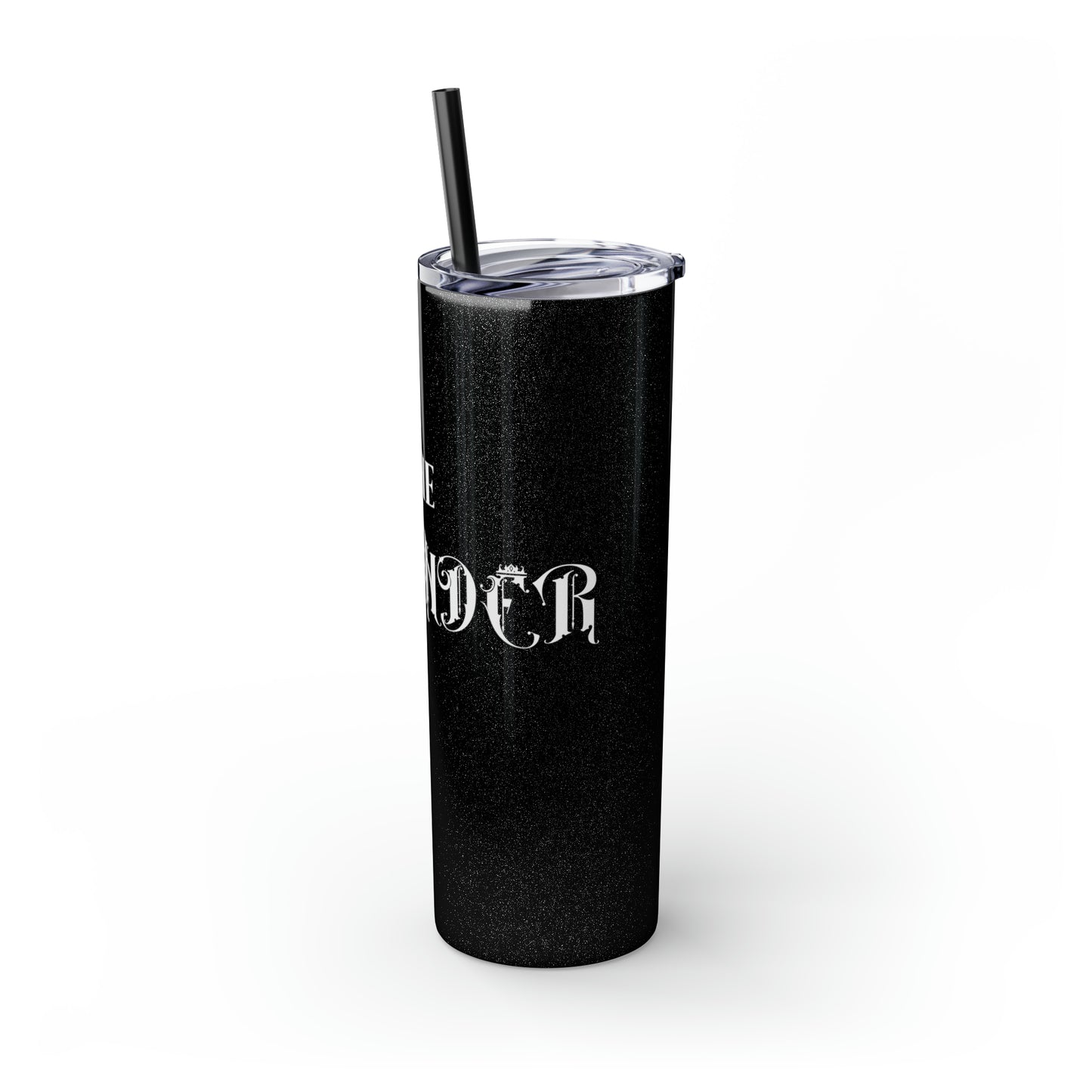 THE FOUNDER: Lady Boss Graphic Skinny Tumbler with Straw, 20oz (Black Matte Finish or Black Glitter Glossy Finish)