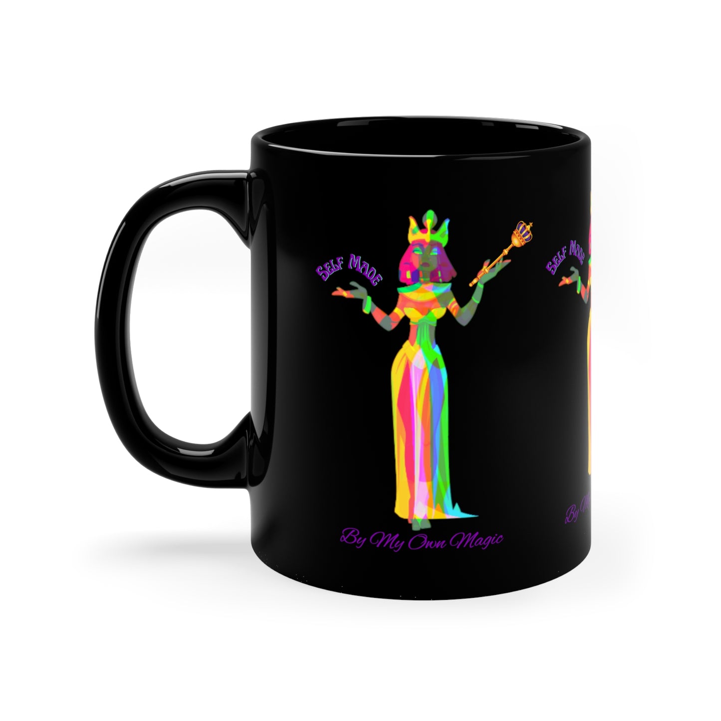 The Psychedelic Empress in Royal Purple: 11oz Black Mug with Glossy Finish