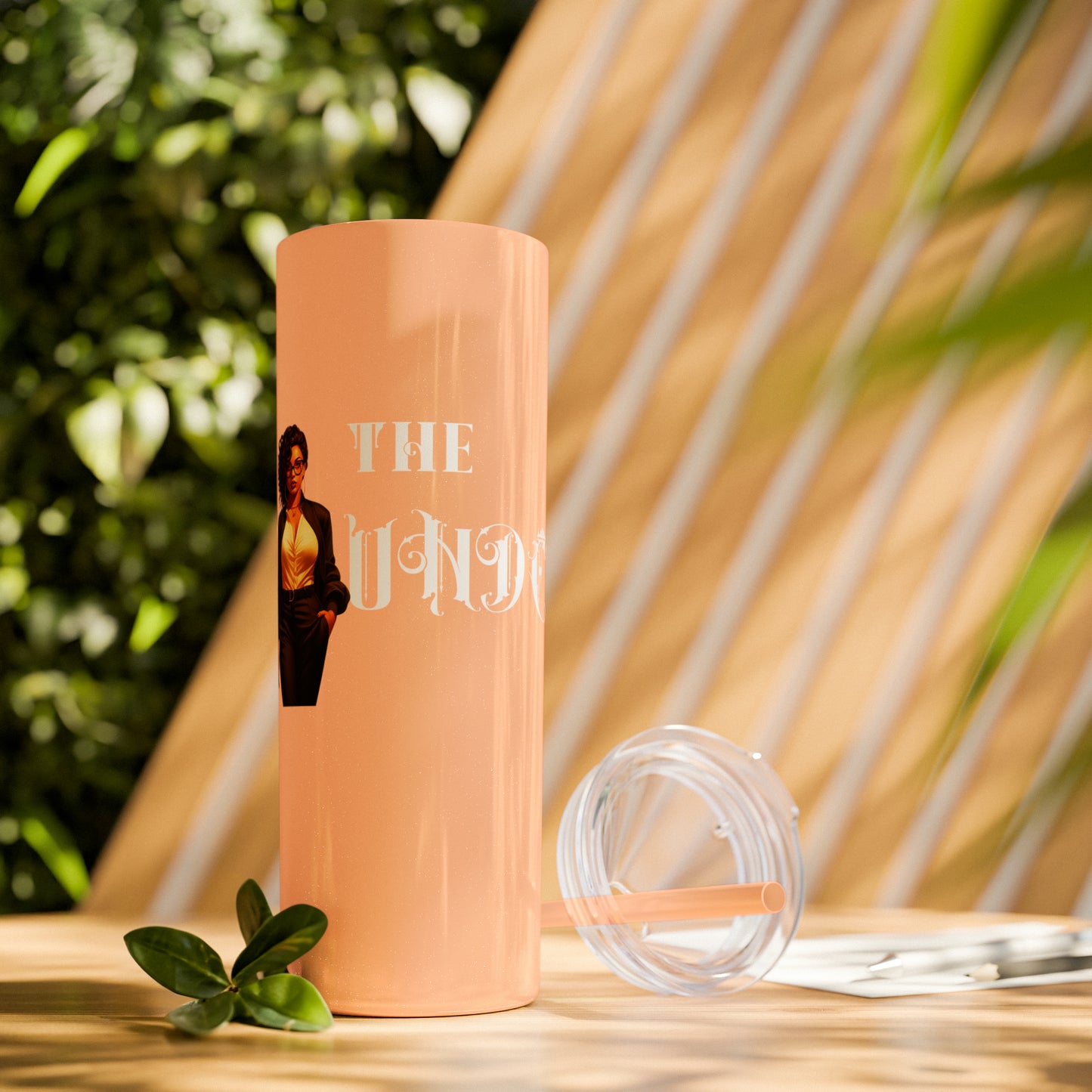 THE FOUNDER: Lady Boss Graphic Skinny Tumbler with Straw, 20oz (Black Matte Finish or Black Glitter Glossy Finish)