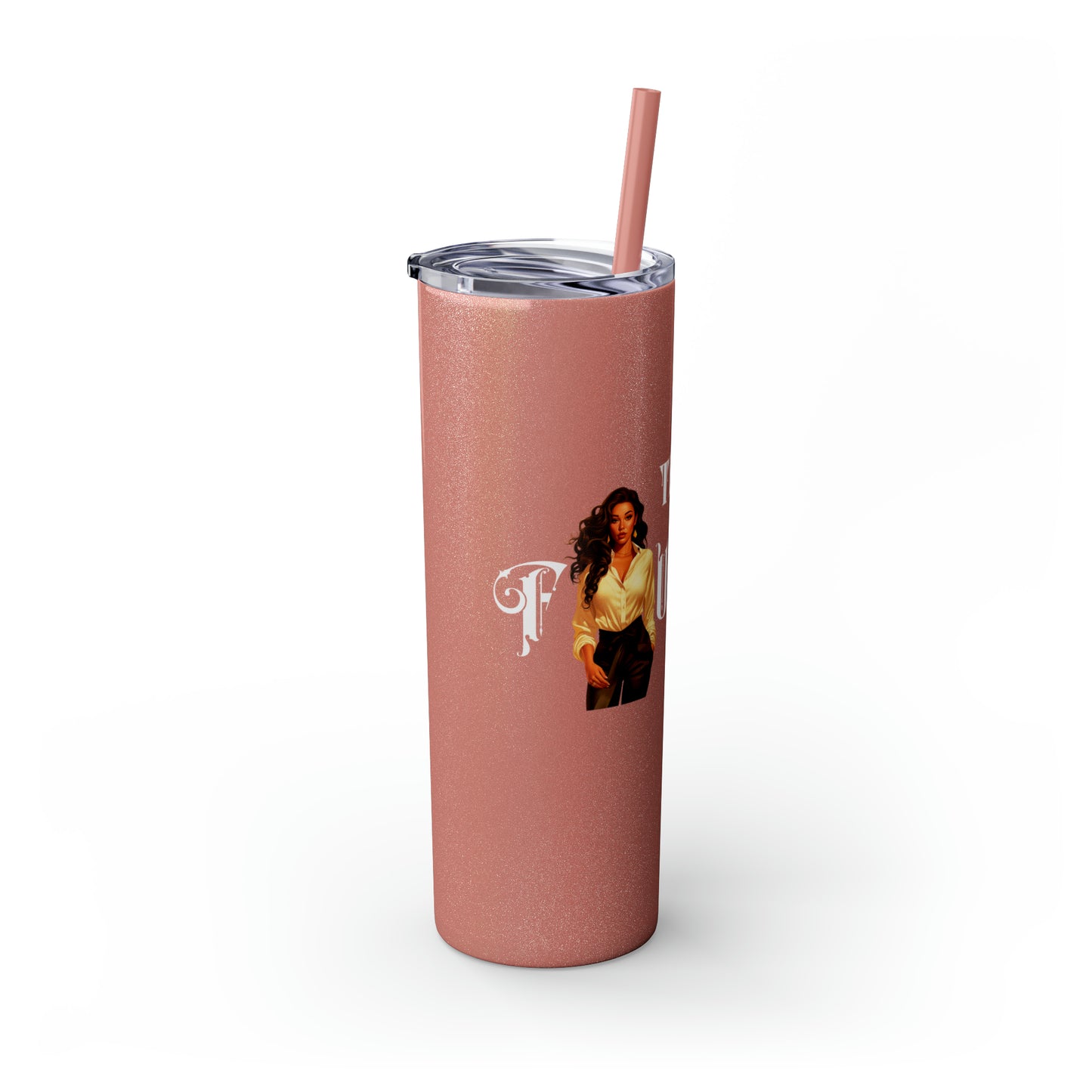 THE FOUNDER: Lady Boss Graphic Skinny Tumbler with Straw, 20oz (Black Matte Finish or Black Glitter Glossy Finish)