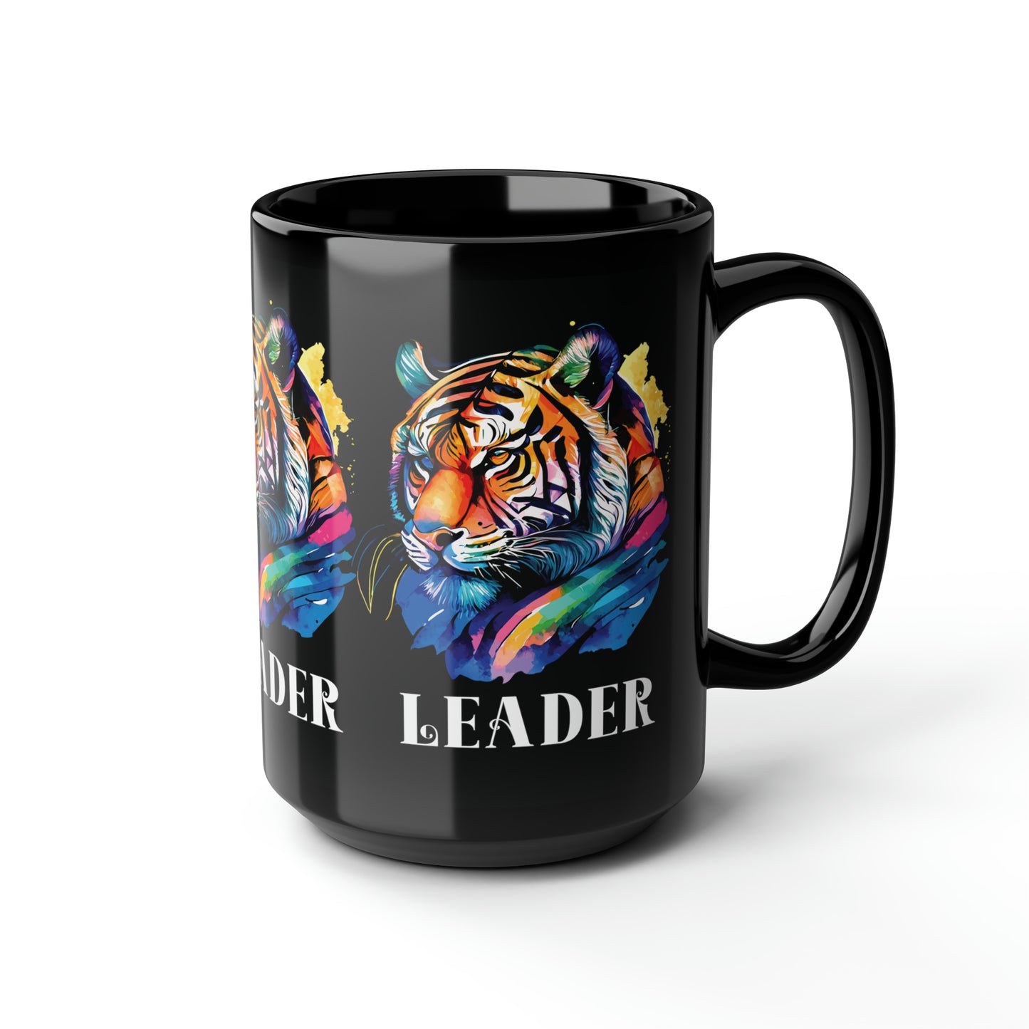 LEADER: Tiger Graphic Glossy Black Mug (11oz, 15oz)