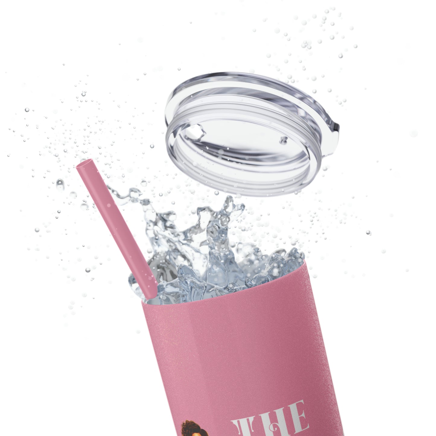 THE FOUNDER: Lady Boss Graphic Skinny Tumbler with Straw, 20oz (Black Matte Finish or Black Glitter Glossy Finish)