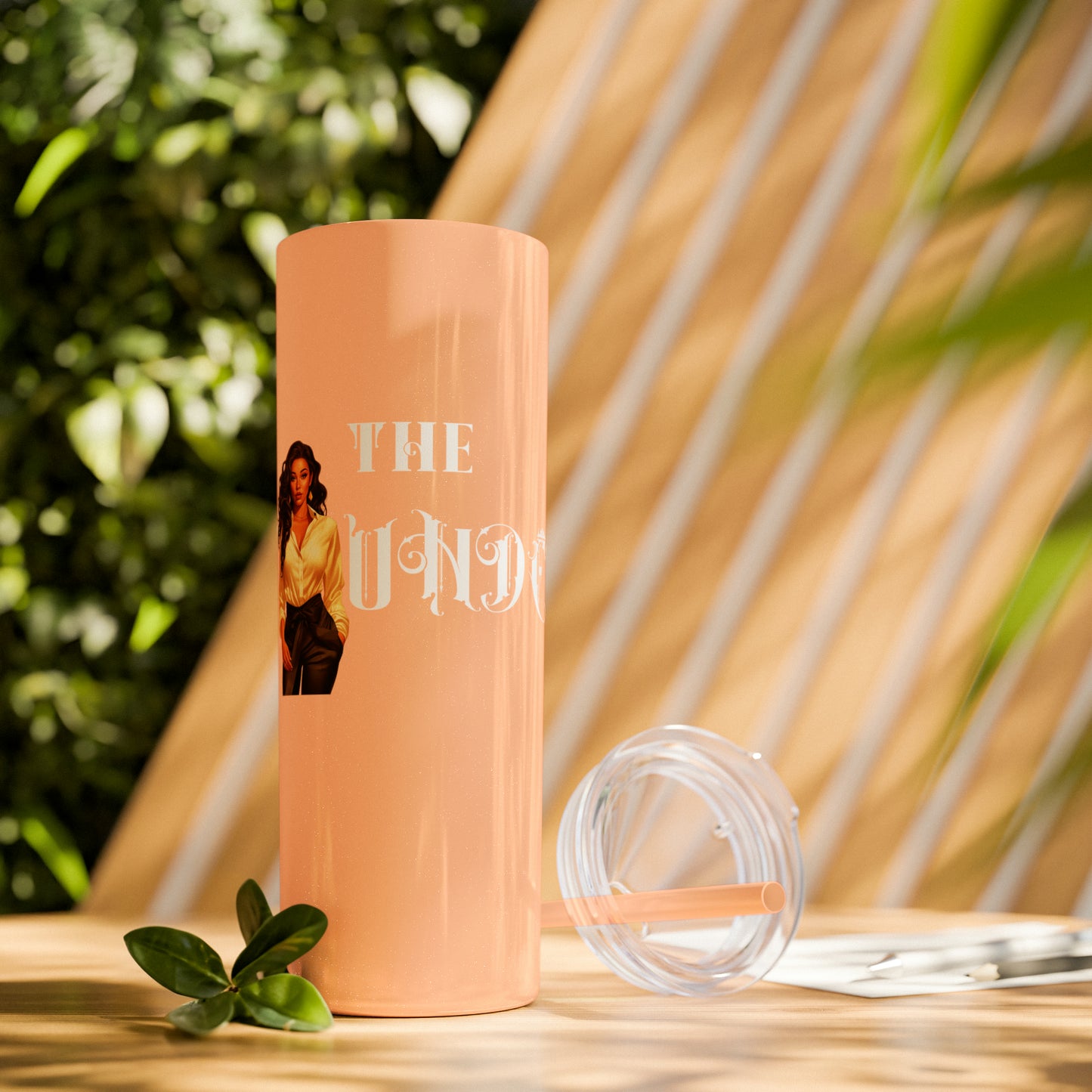 THE FOUNDER: Lady Boss Graphic Skinny Tumbler with Straw, 20oz (Black Matte Finish or Black Glitter Glossy Finish)