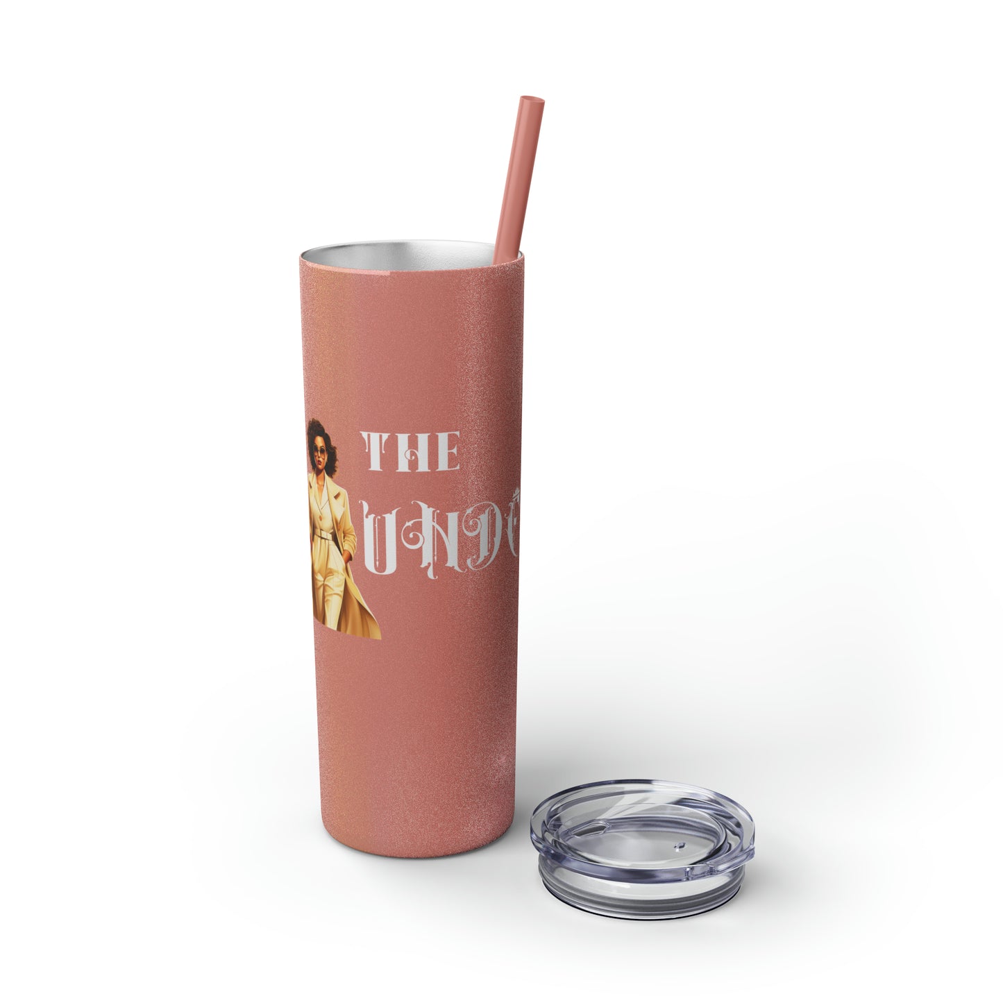 THE FOUNDER: Lady Boss Graphic Skinny Tumbler with Straw, 20oz (Black Matte Finish or Black Glitter Glossy Finish)