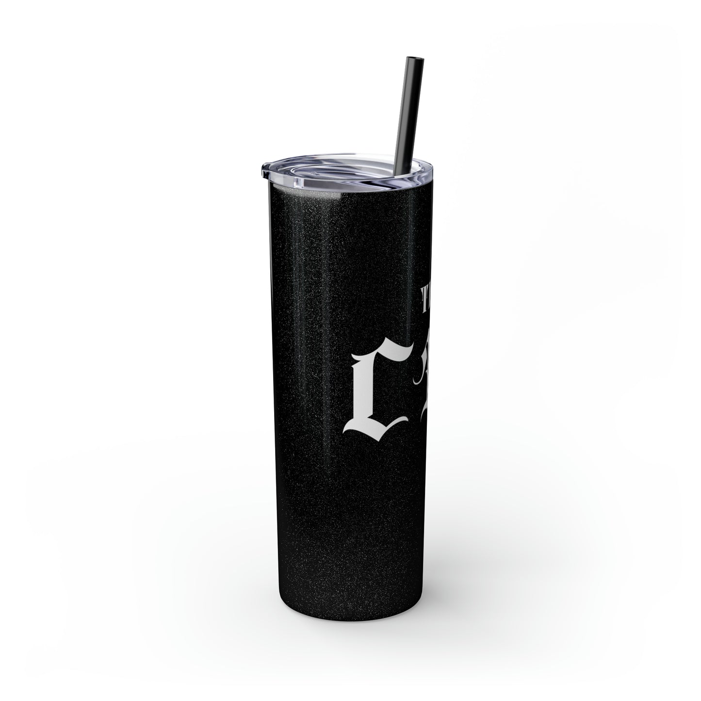 THE CEO: Lion Graphic Skinny Tumbler with Straw, 20oz (Black Matte Finish or Black Glitter Glossy Finish)