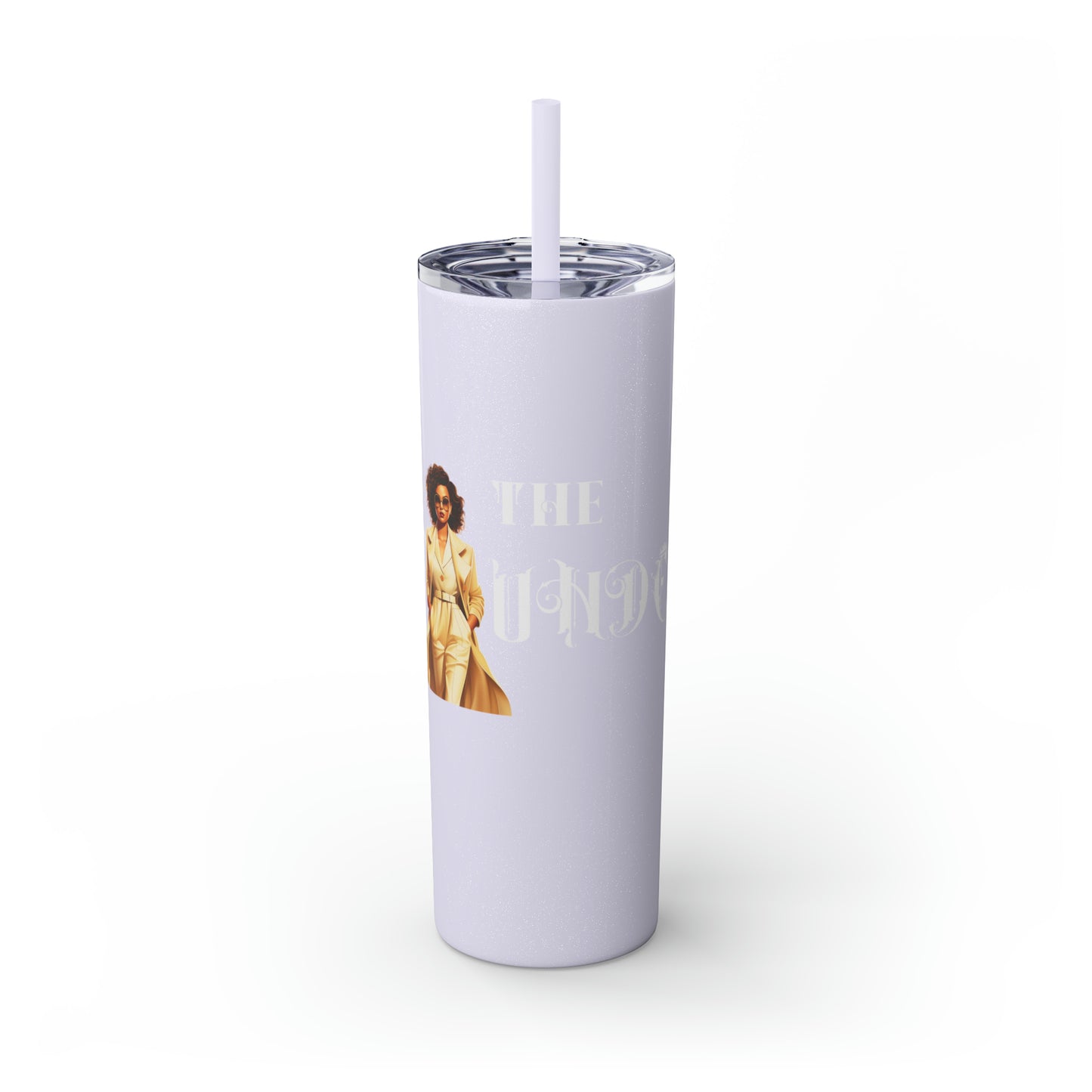 THE FOUNDER: Lady Boss Graphic Skinny Tumbler with Straw, 20oz (Black Matte Finish or Black Glitter Glossy Finish)