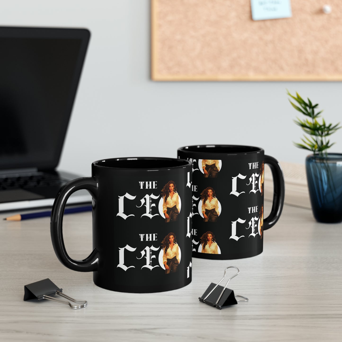 The CEO: Lady Boss Graphic Glossy Black Mug (11oz, 15oz)