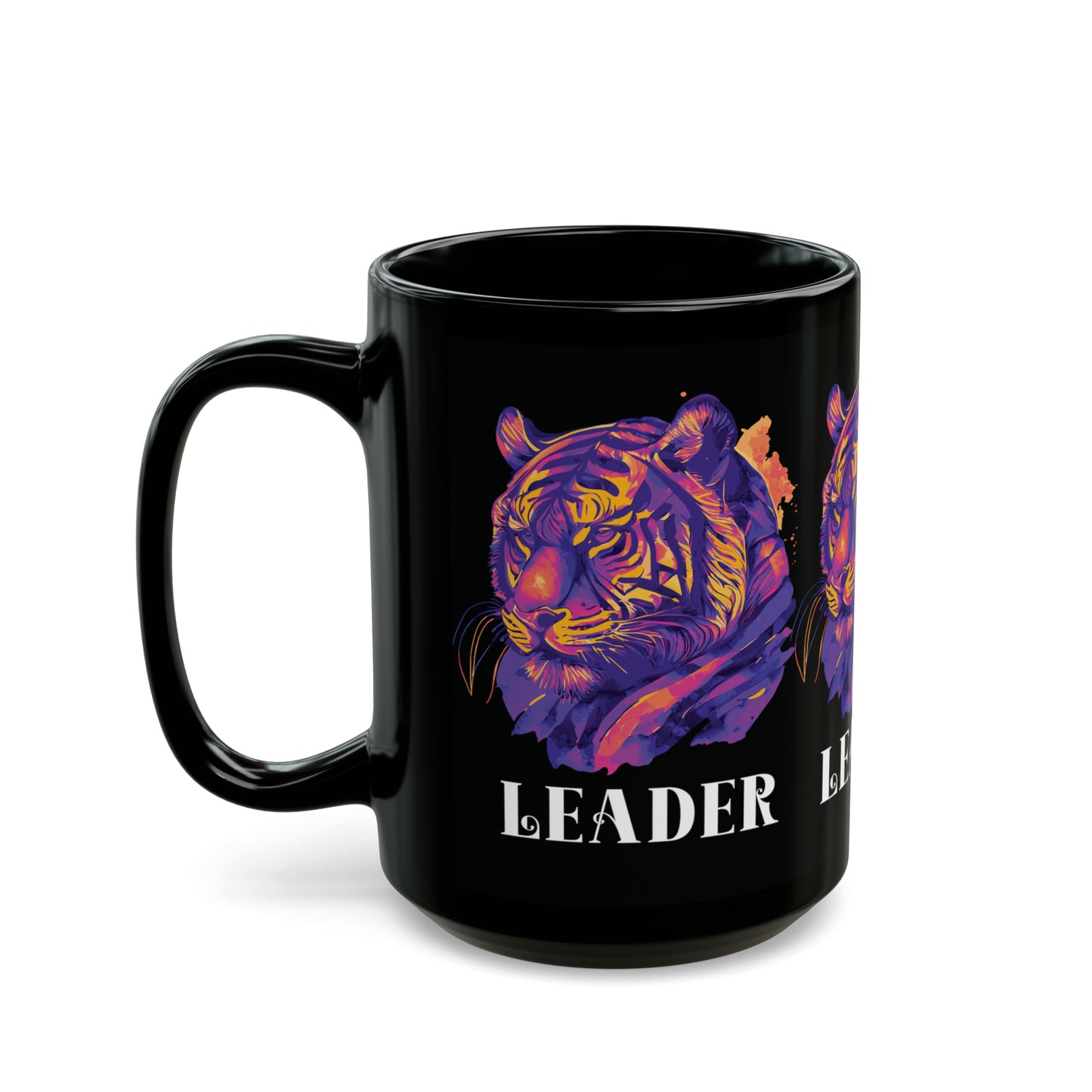 LEADER: Tiger Graphic Glossy Black Mug (11oz, 15oz)