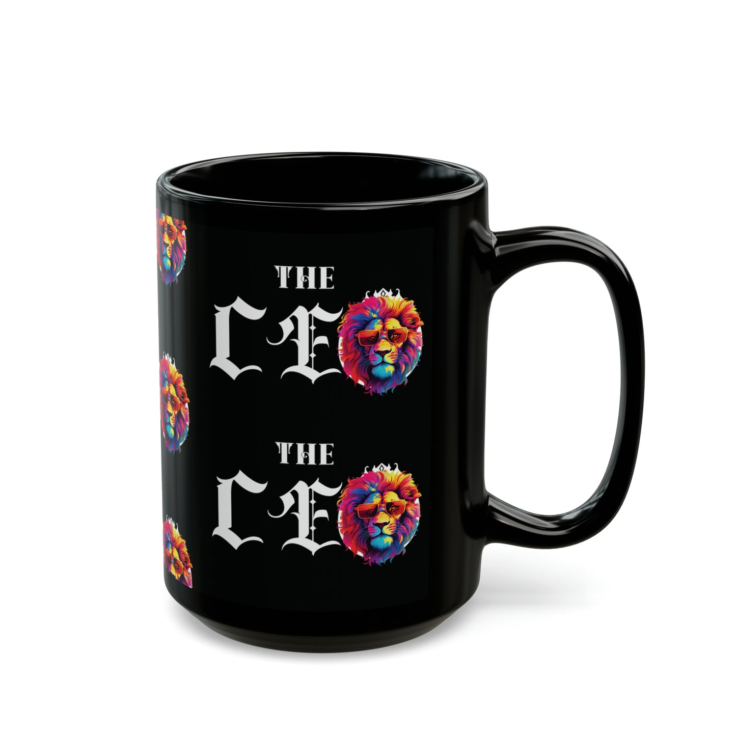 The CEO: Graphic Lion Glossy Black Mug (11oz, 15oz)