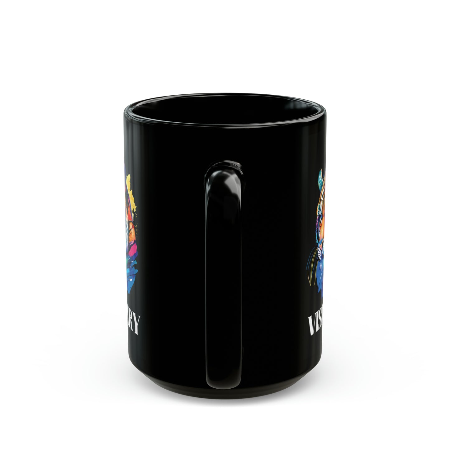 VISIONARY: Tiger Graphic Glossy Black Mug (11oz, 15oz)