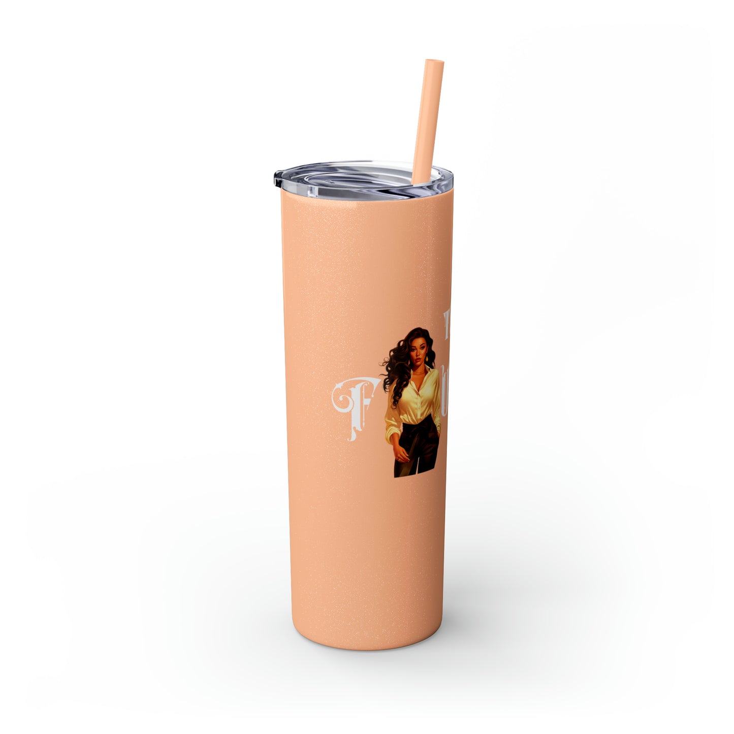 THE FOUNDER: Lady Boss Graphic Skinny Tumbler with Straw, 20oz (Black Matte Finish or Black Glitter Glossy Finish)