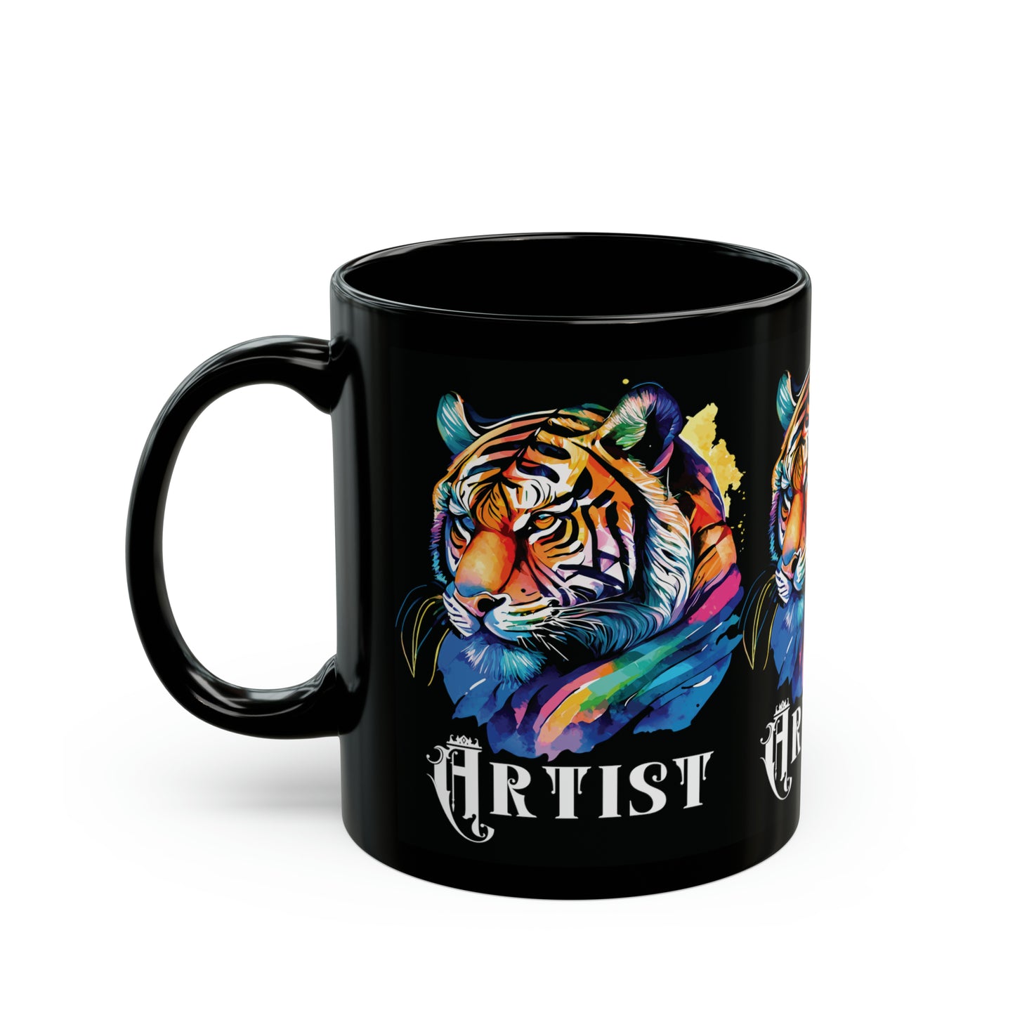 ARTIST: Tiger Graphic Glossy Black Mug (11oz, 15oz)