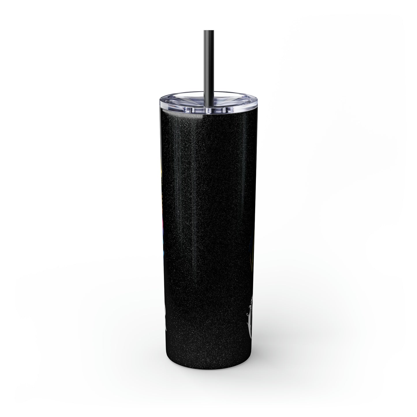 CREATOR: Tiger Graphic Skinny Tumbler with Straw, 20oz (Black Matte Finish or Black Glitter Glossy Finish)
