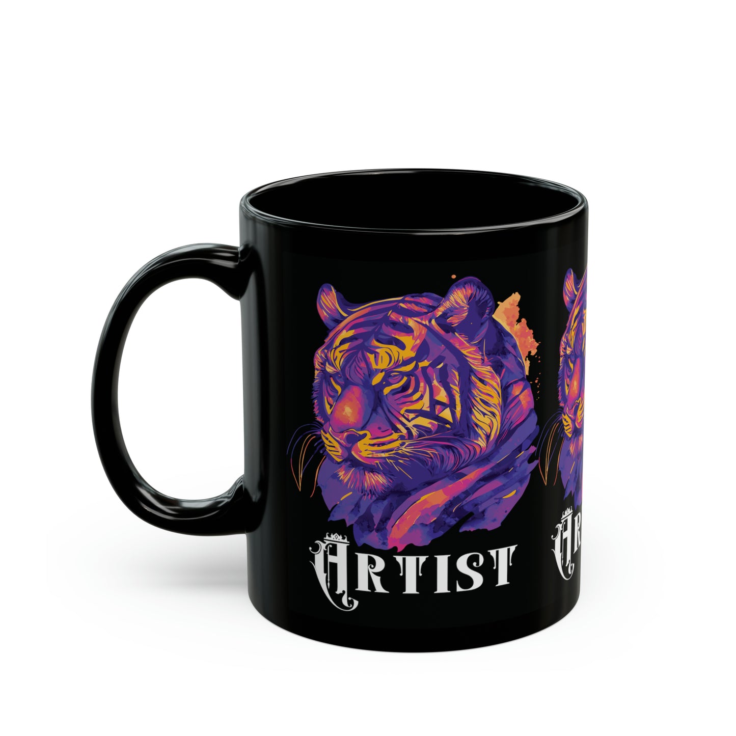 ARTIST: Tiger Graphic Glossy Black Mug (11oz, 15oz)