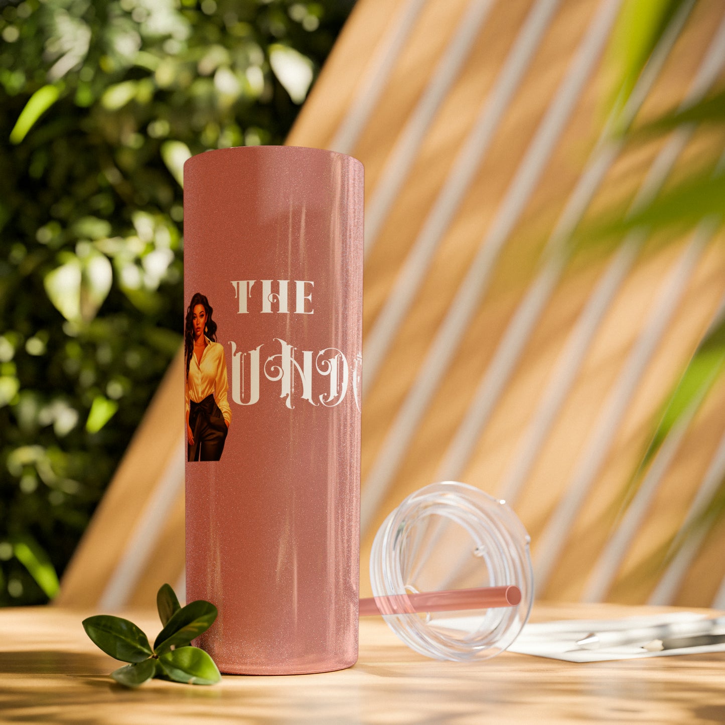 THE FOUNDER: Lady Boss Graphic Skinny Tumbler with Straw, 20oz (Black Matte Finish or Black Glitter Glossy Finish)