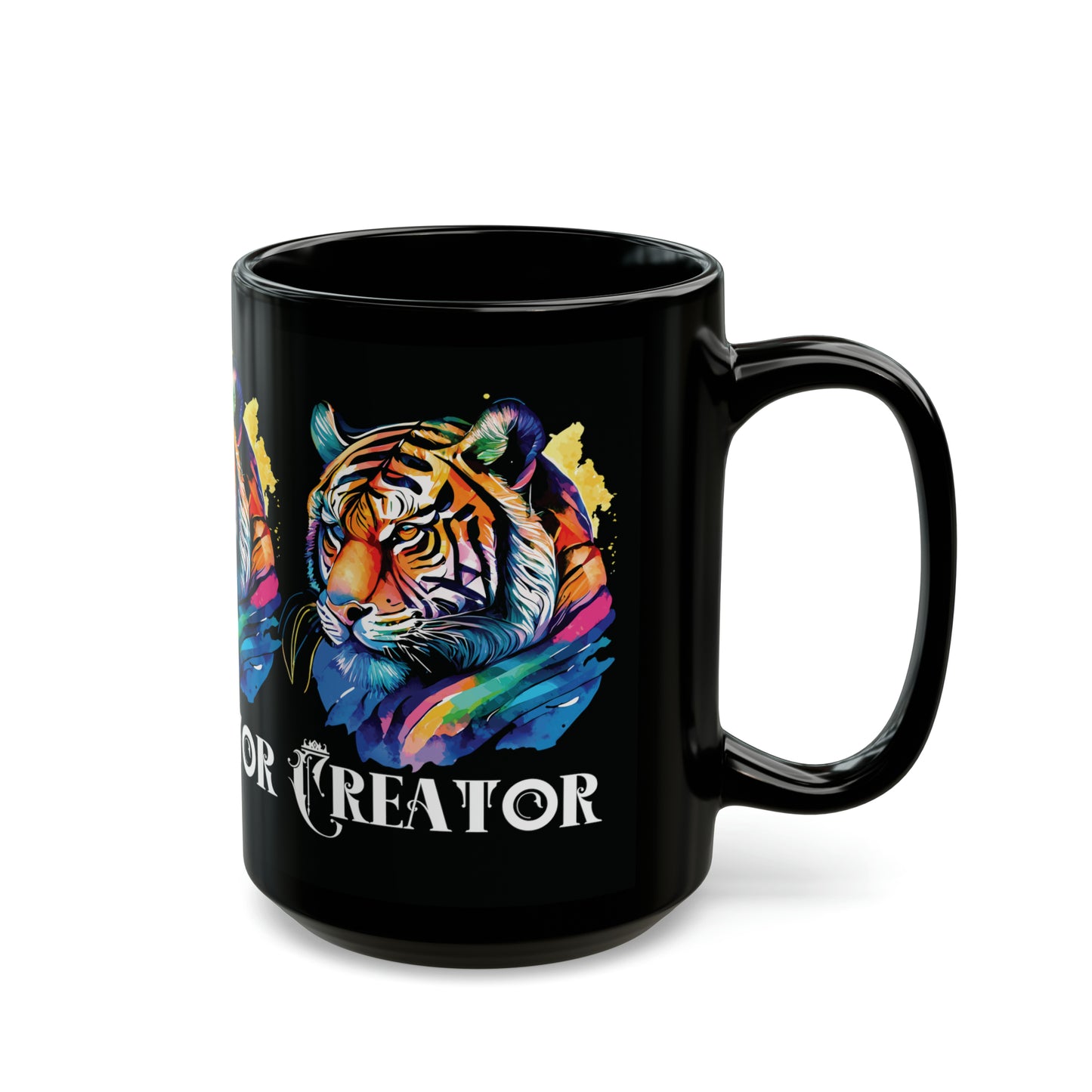 CREATOR: Tiger Graphic Glossy Black Mug (11oz, 15oz)