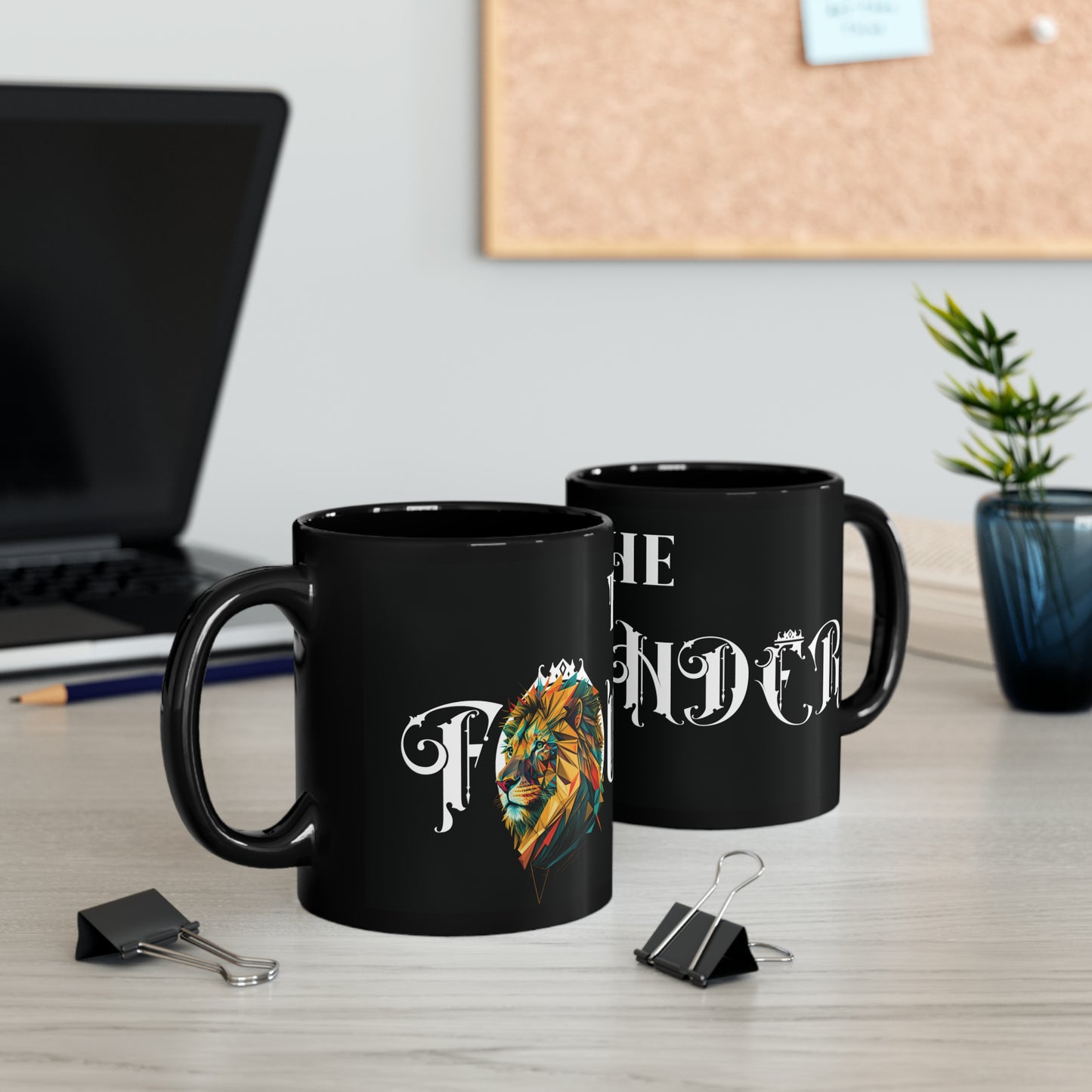 The Founder: Lion Graphic Glossy Black Mug (11oz, 15oz)