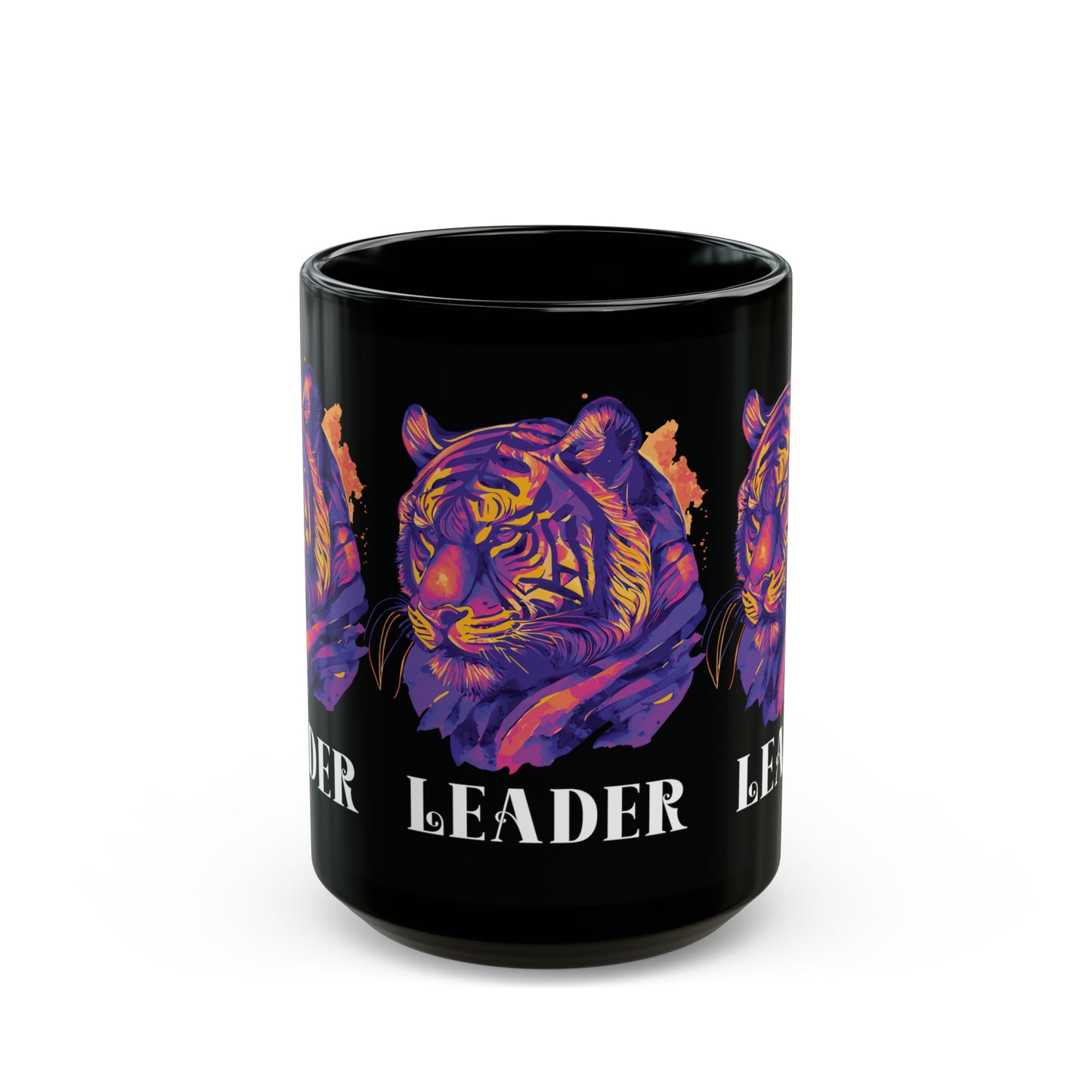 LEADER: Tiger Graphic Glossy Black Mug (11oz, 15oz)