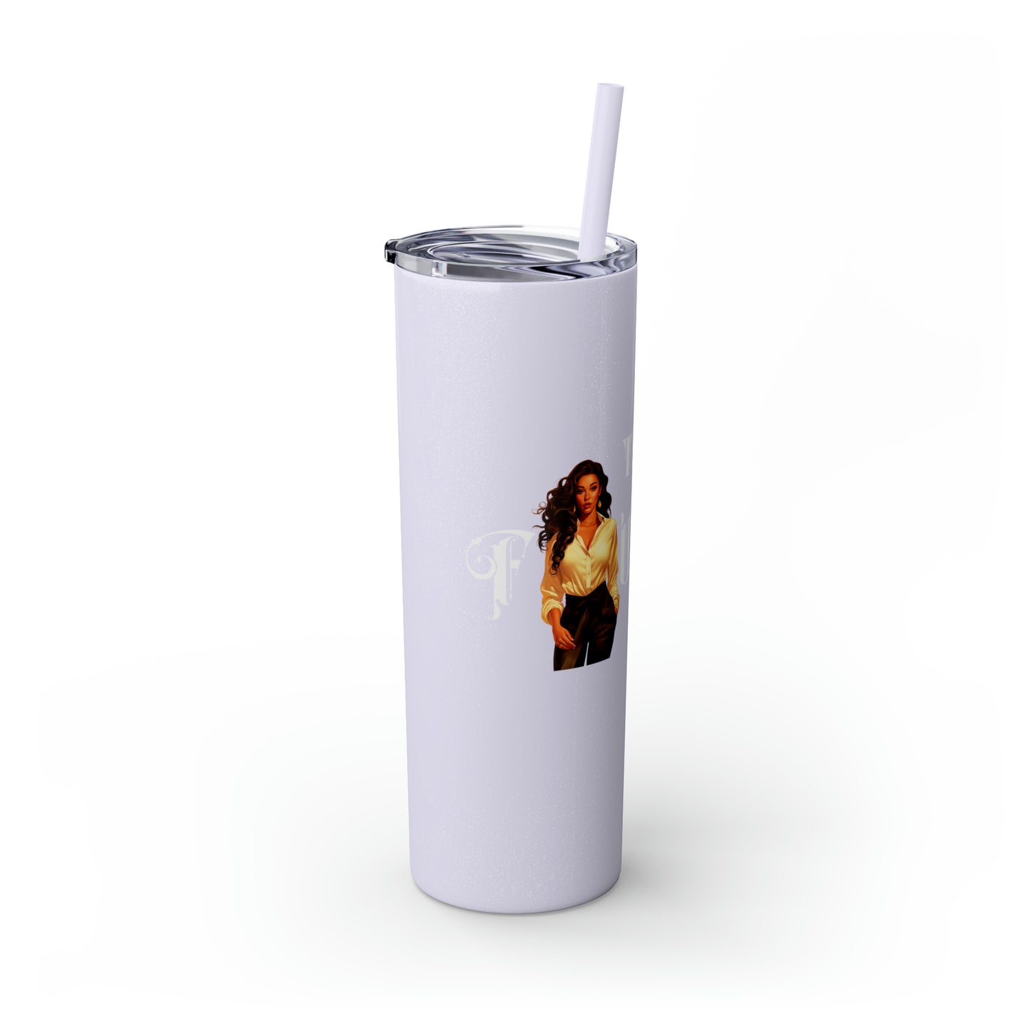 THE FOUNDER: Lady Boss Graphic Skinny Tumbler with Straw, 20oz (Black Matte Finish or Black Glitter Glossy Finish)