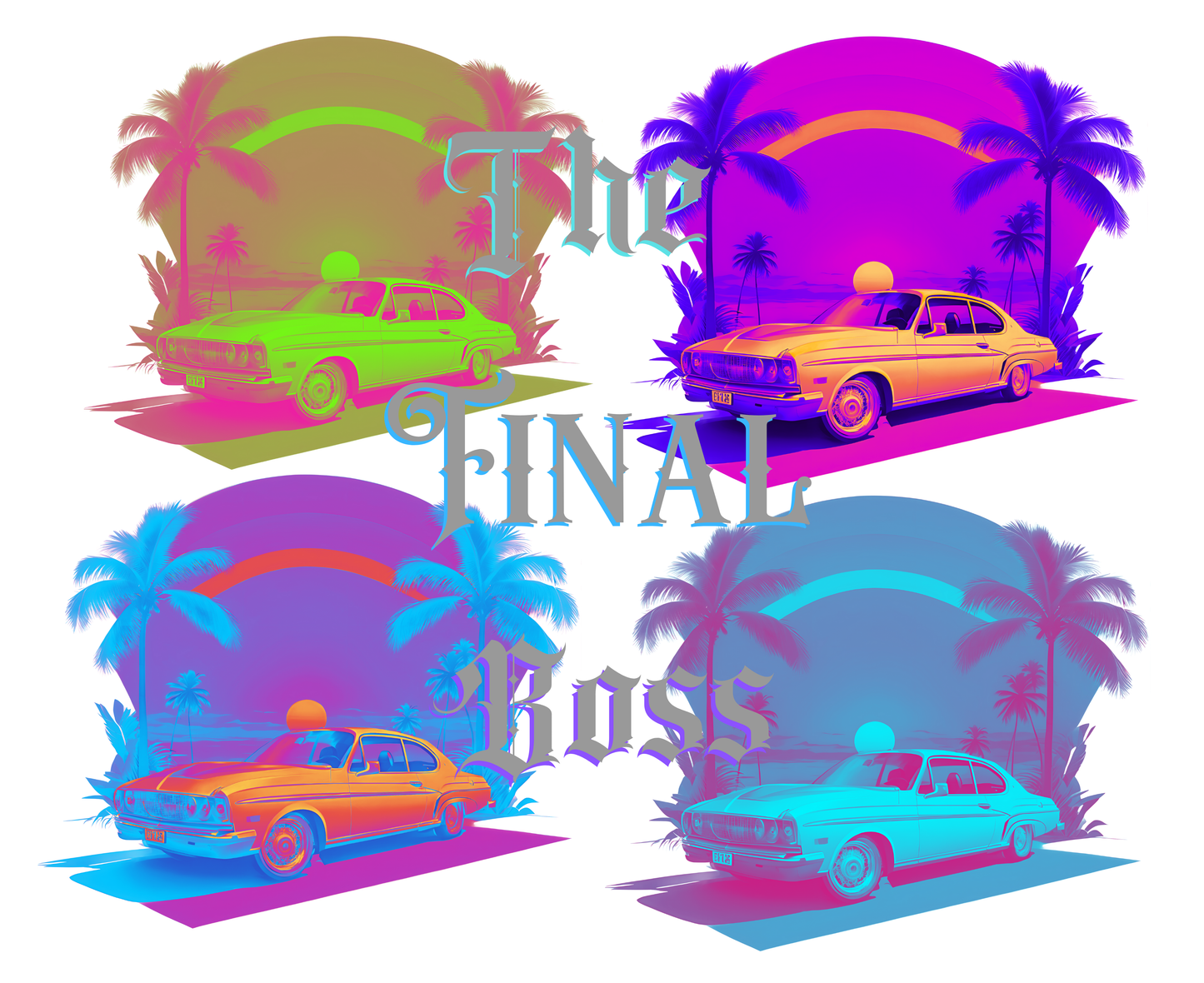 The Final Boss: Classic Cars Miami Vice Style Graphic Tee