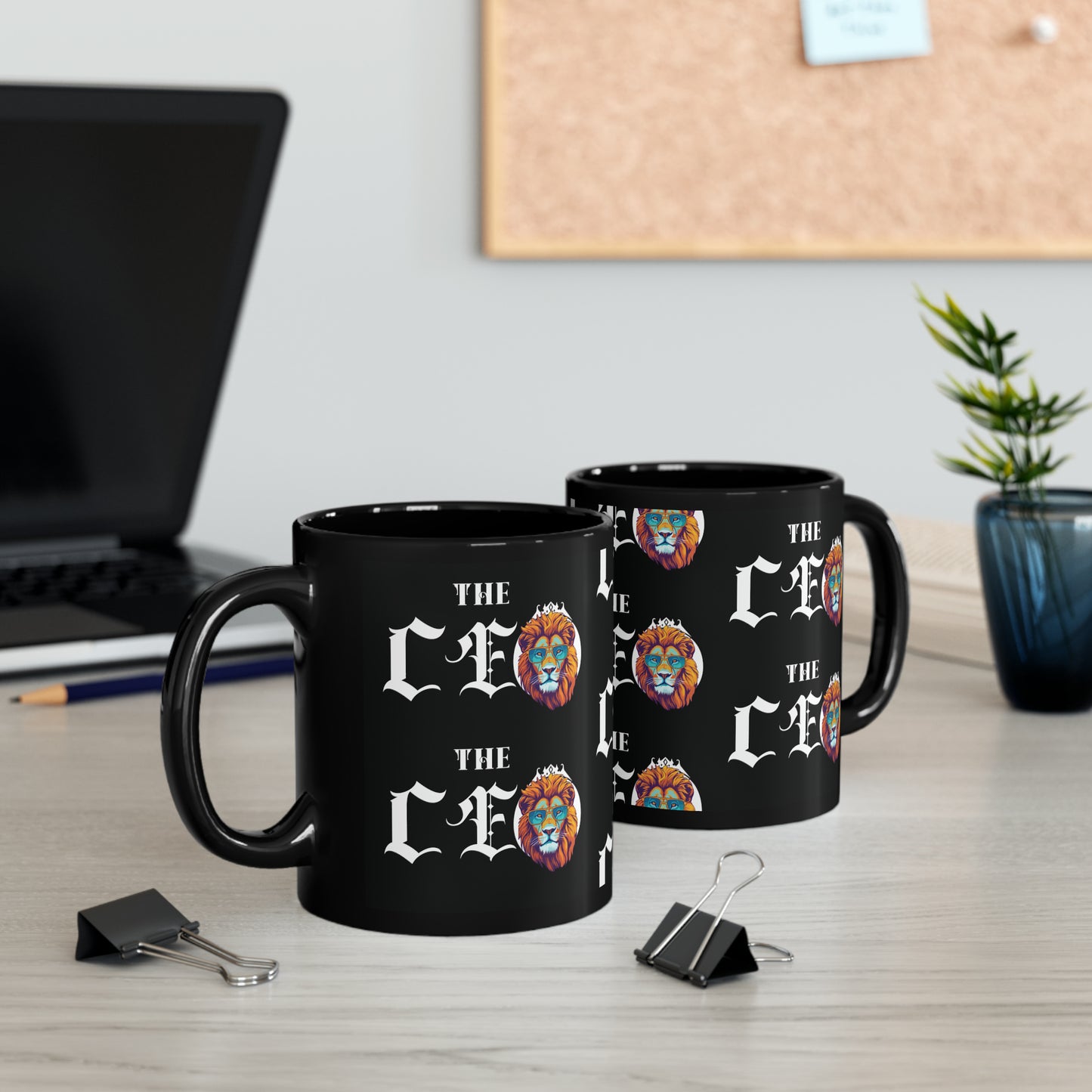 The CEO: Lion Graphic Glossy Black Mug (11oz, 15oz)