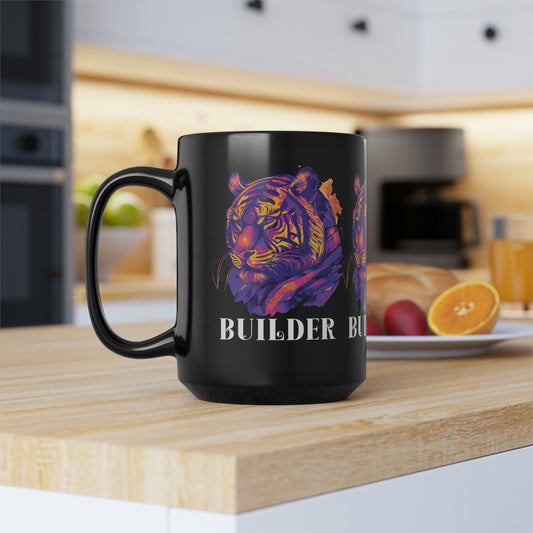 BUILDER: Tiger Graphic Glossy Black Mug (11oz, 15oz)