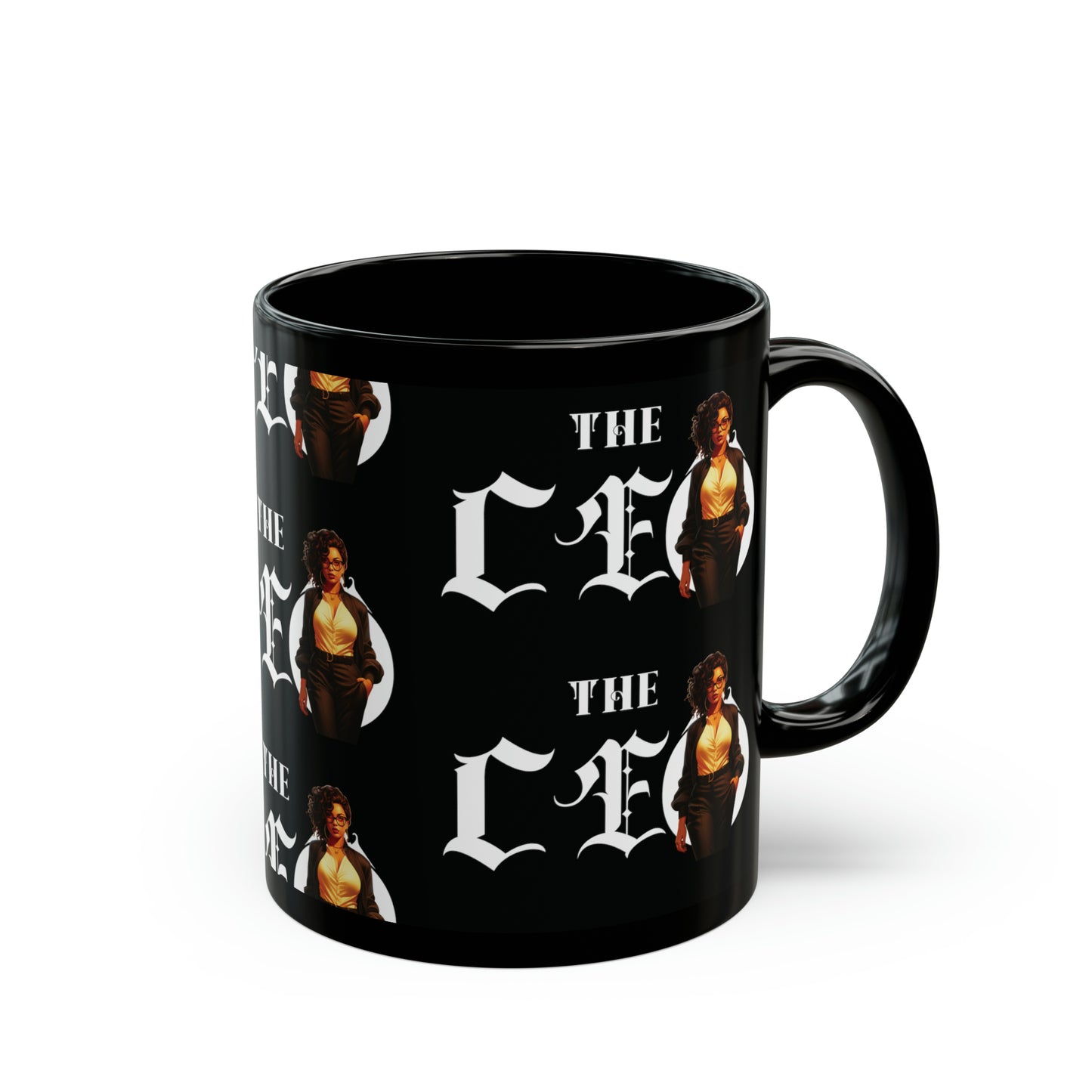 The CEO: Lady Boss Graphic Glossy Black Mug (11oz, 15oz)