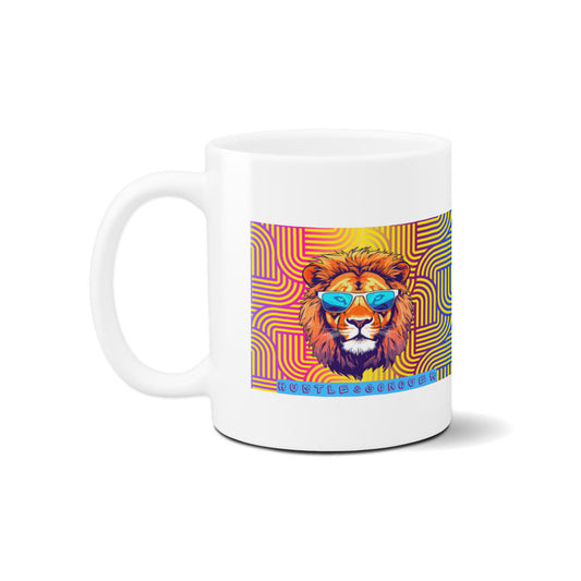 11oz Glossy Ceramic Mug: Hustle & Conquer (Microwave and Dishwasher Safe)