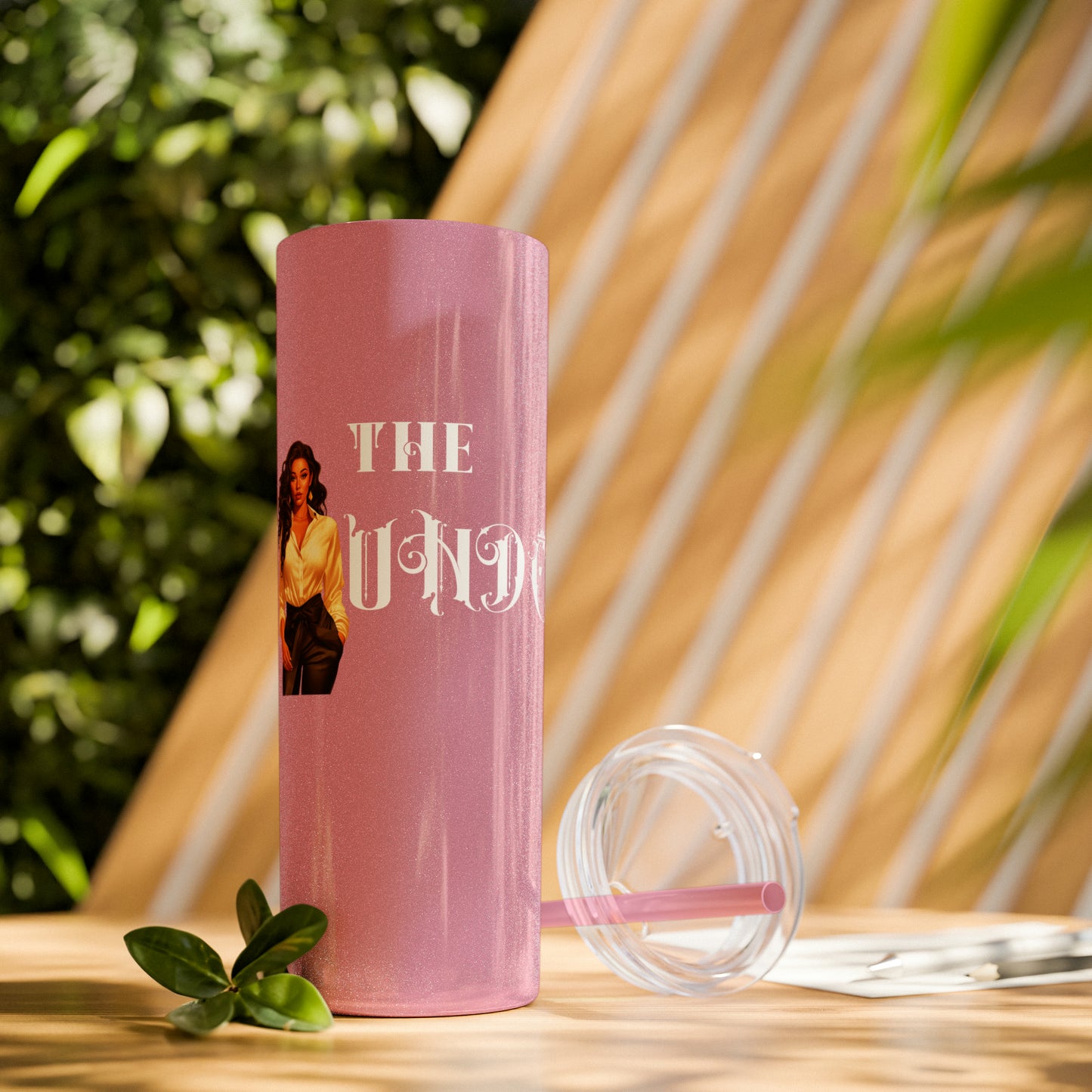 THE FOUNDER: Lady Boss Graphic Skinny Tumbler with Straw, 20oz (Black Matte Finish or Black Glitter Glossy Finish)