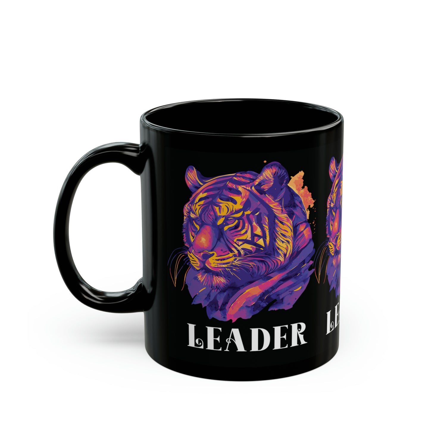 LEADER: Tiger Graphic Glossy Black Mug (11oz, 15oz)