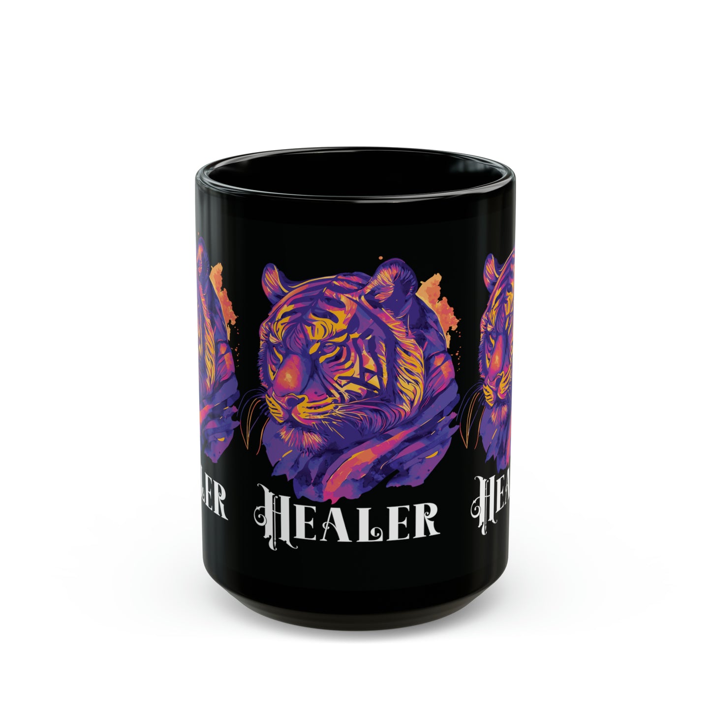 HEALER: Tiger Graphic Glossy Black Mug (11oz, 15oz)