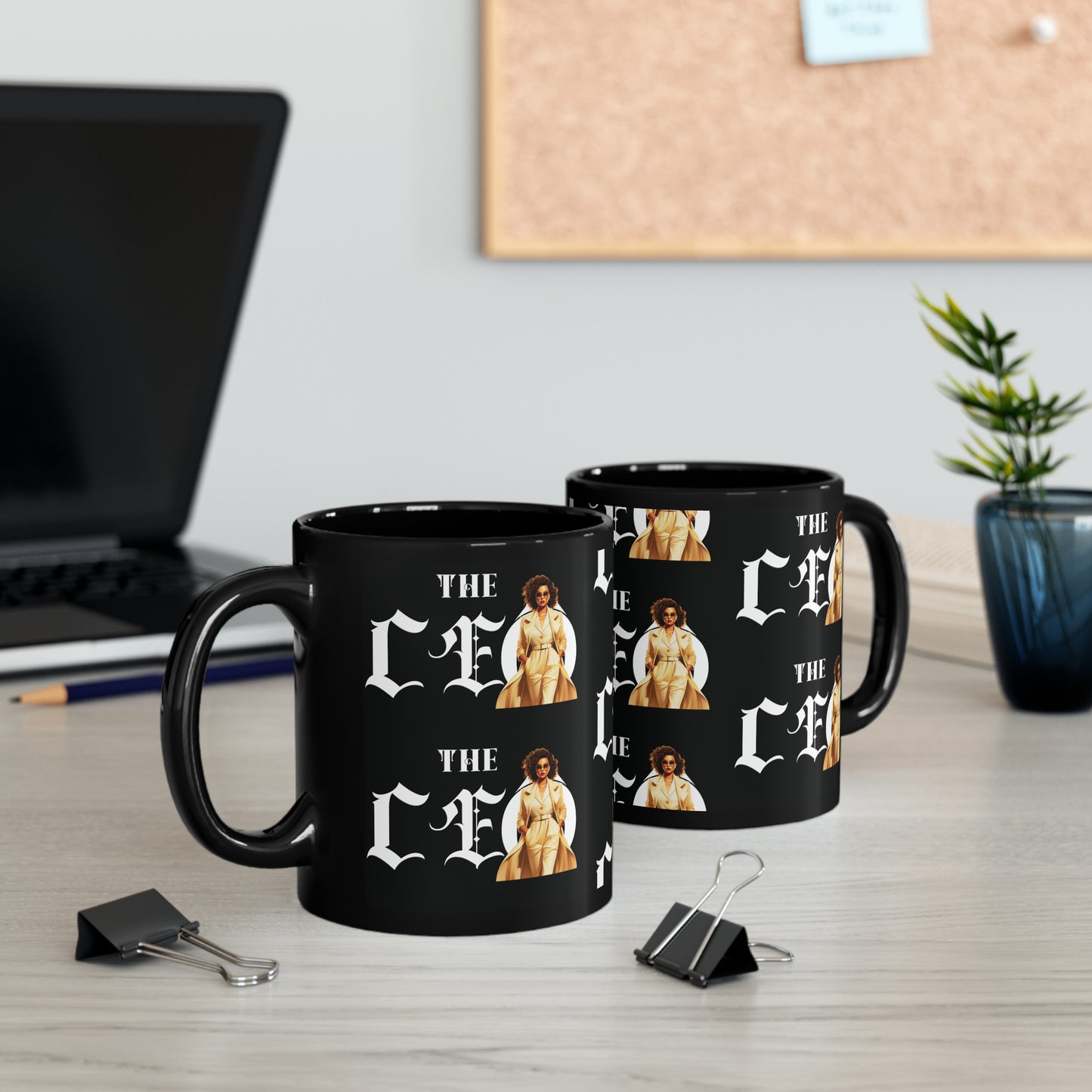 The CEO: Lady Boss Graphic Glossy Black Mug (11oz, 15oz)