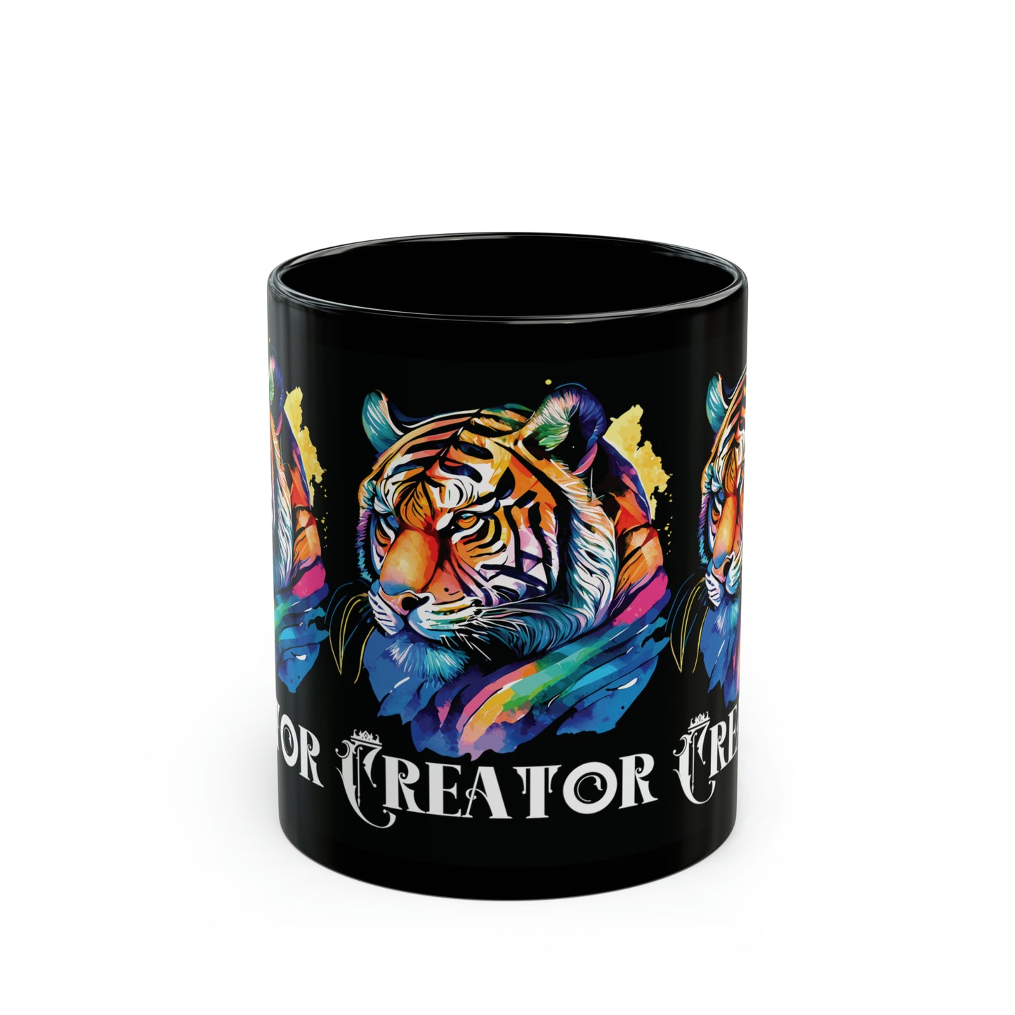 CREATOR: Tiger Graphic Glossy Black Mug (11oz, 15oz)