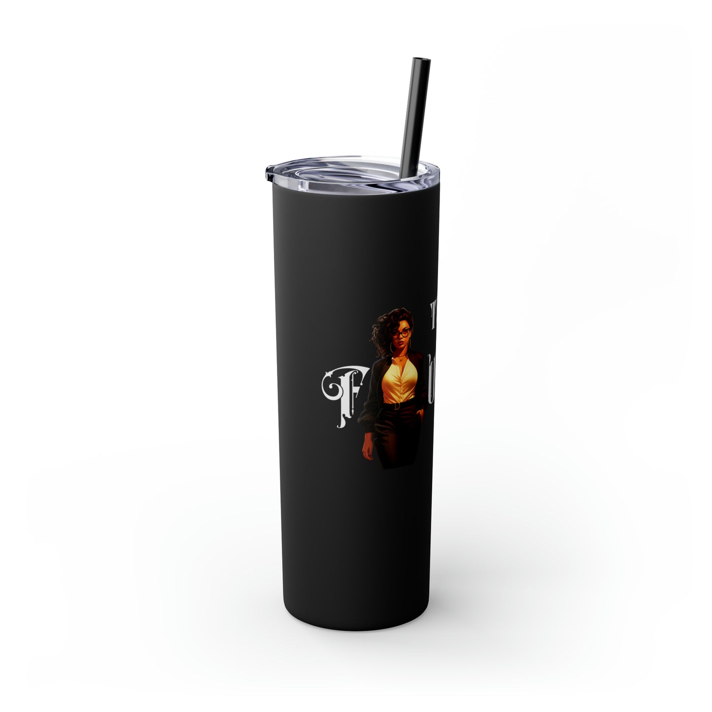 THE FOUNDER: Lady Boss Graphic Skinny Tumbler with Straw, 20oz (Black Matte Finish or Black Glitter Glossy Finish)