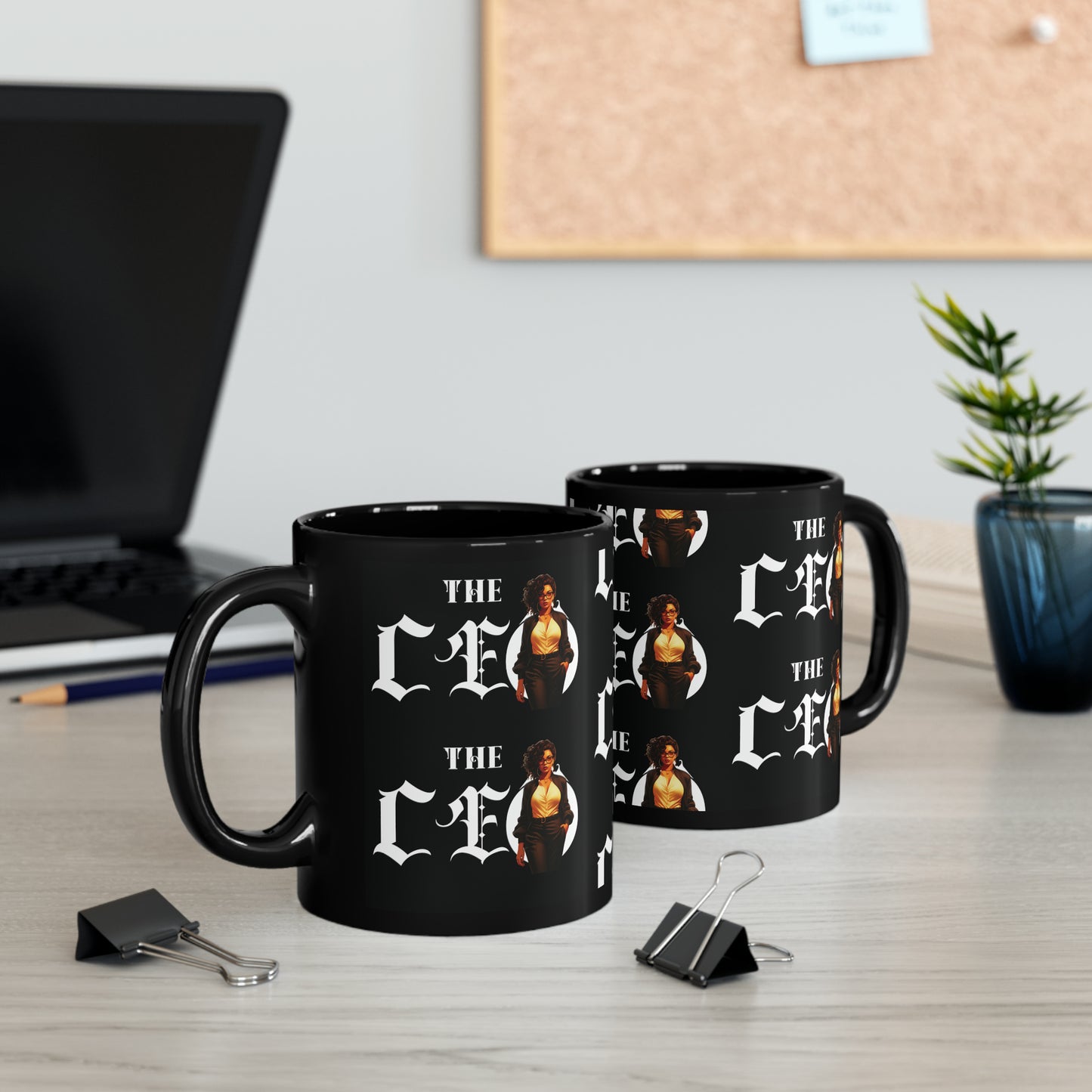 The CEO: Lady Boss Graphic Glossy Black Mug (11oz, 15oz)