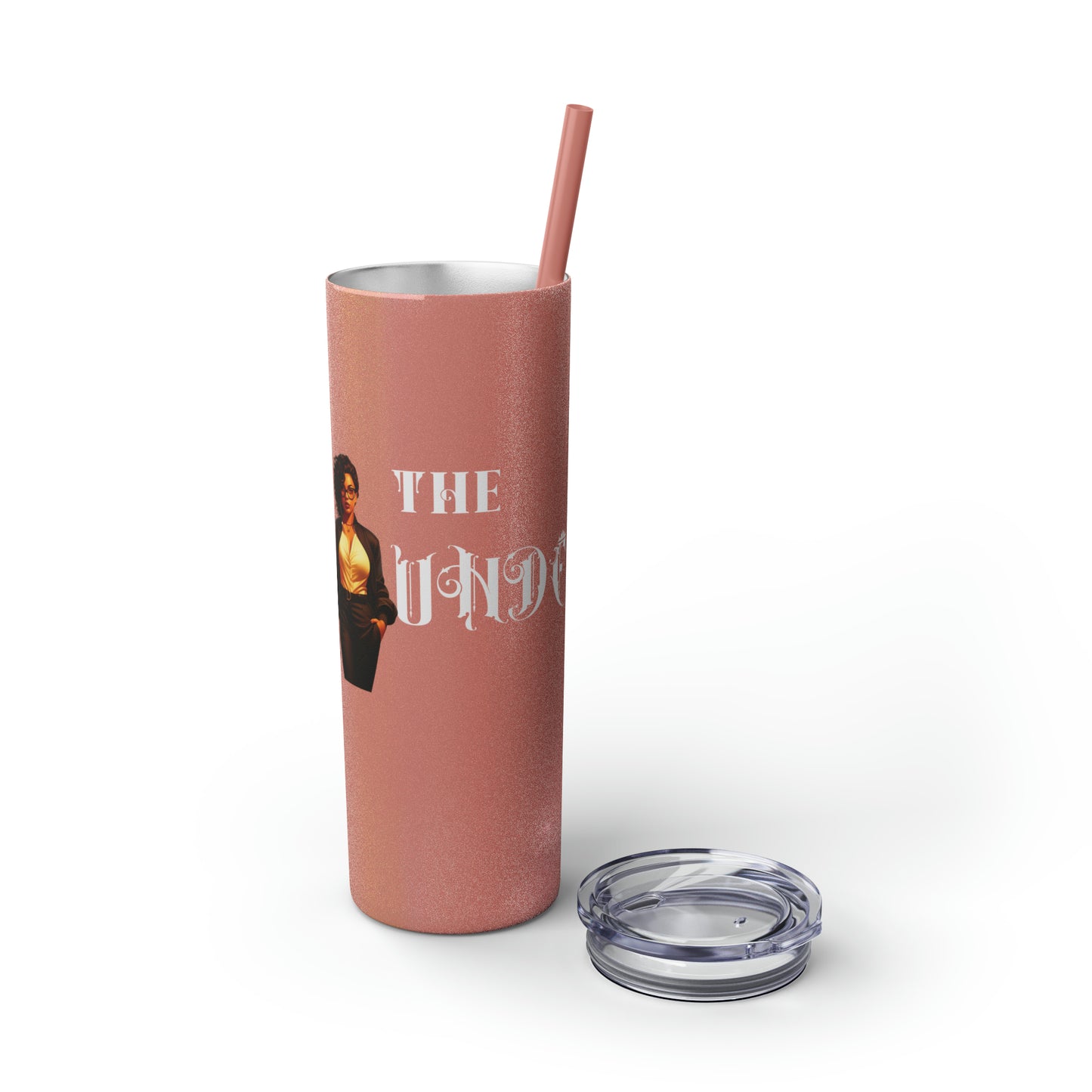 THE FOUNDER: Lady Boss Graphic Skinny Tumbler with Straw, 20oz (Black Matte Finish or Black Glitter Glossy Finish)