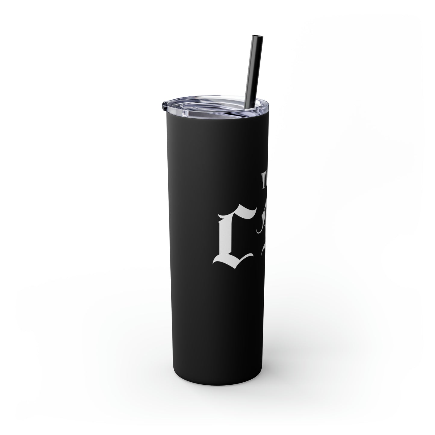 THE CEO: Lion Graphic Skinny Tumbler with Straw, 20oz (Black Matte Finish or Black Glitter Glossy Finish)