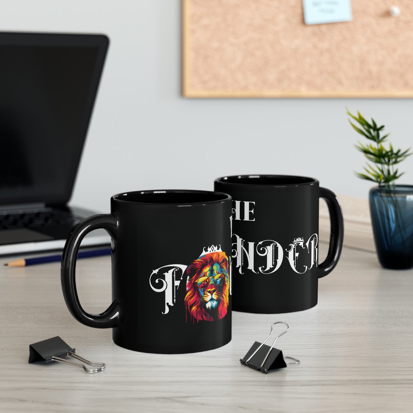 The Founder: Lion Graphic Glossy Black Mug (11oz, 15oz)