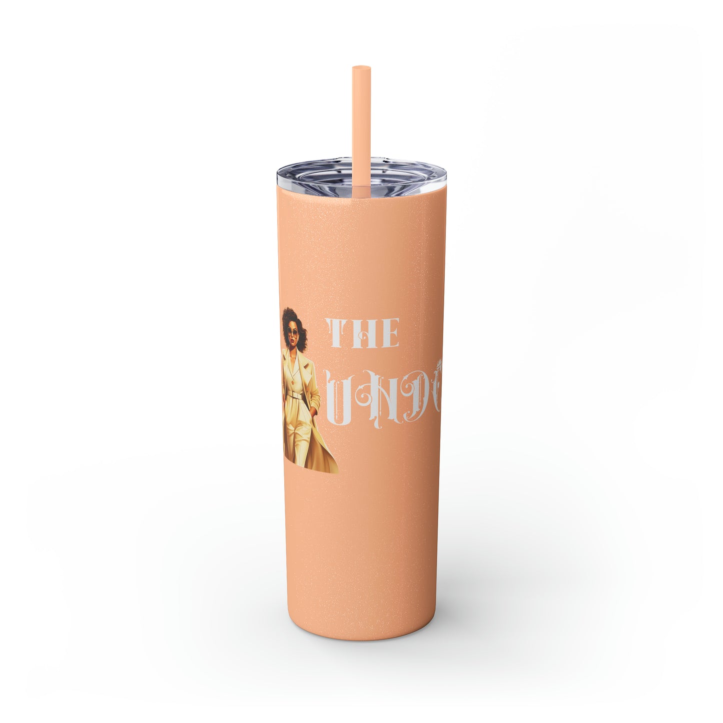 THE FOUNDER: Lady Boss Graphic Skinny Tumbler with Straw, 20oz (Black Matte Finish or Black Glitter Glossy Finish)