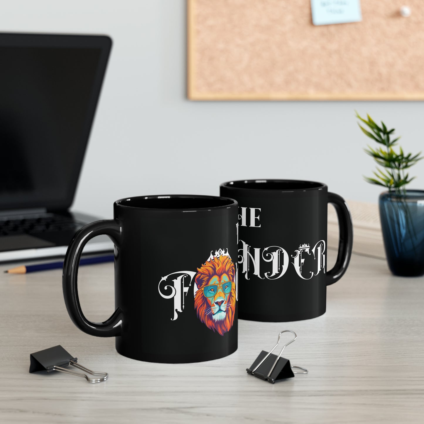 The Founder: Lion Graphic Glossy Black Mug (11oz, 15oz)