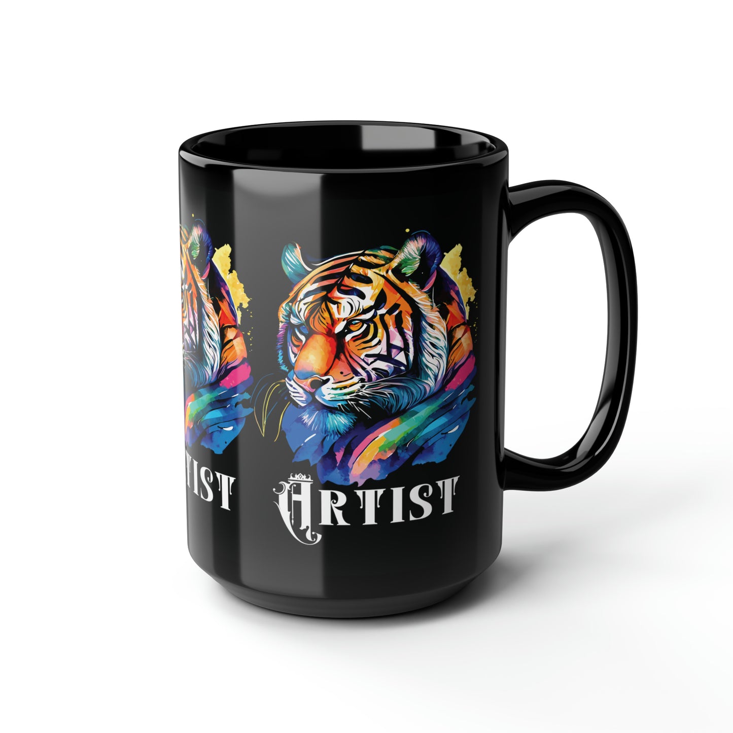 ARTIST: Tiger Graphic Glossy Black Mug (11oz, 15oz)