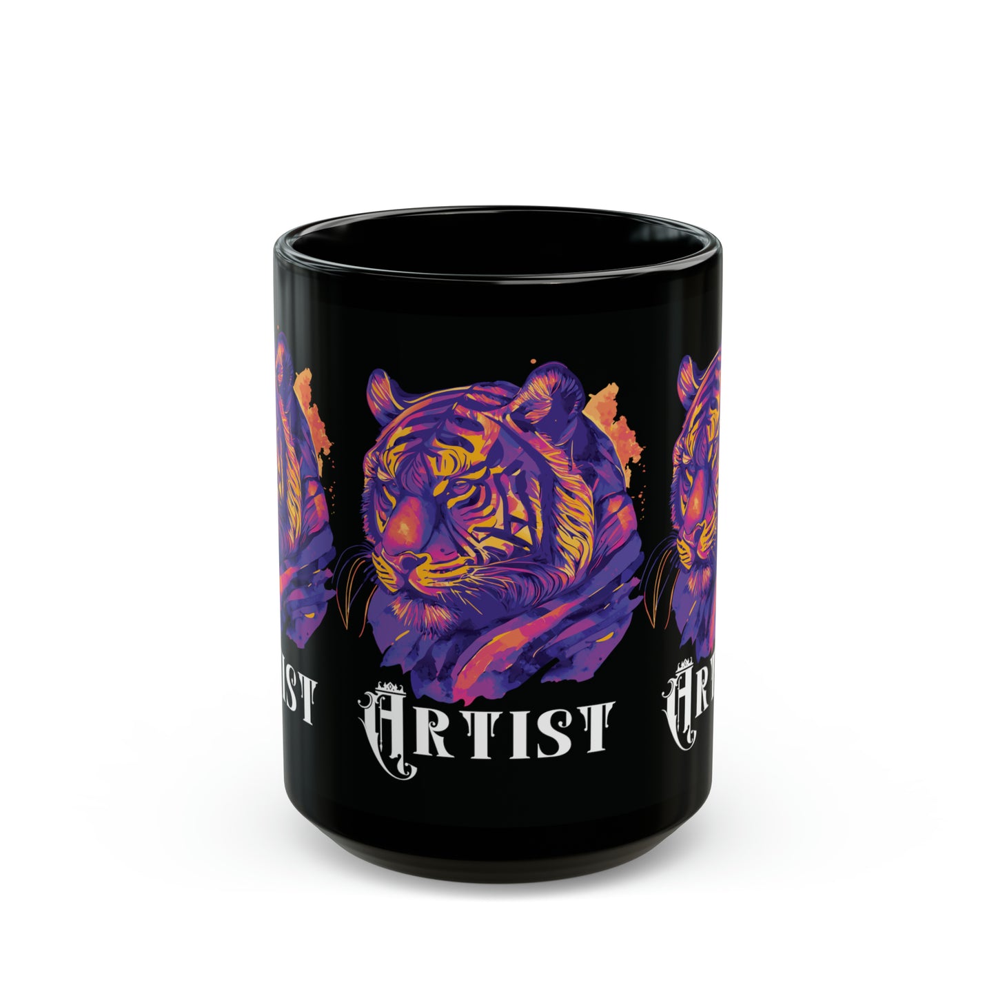 ARTIST: Tiger Graphic Glossy Black Mug (11oz, 15oz)