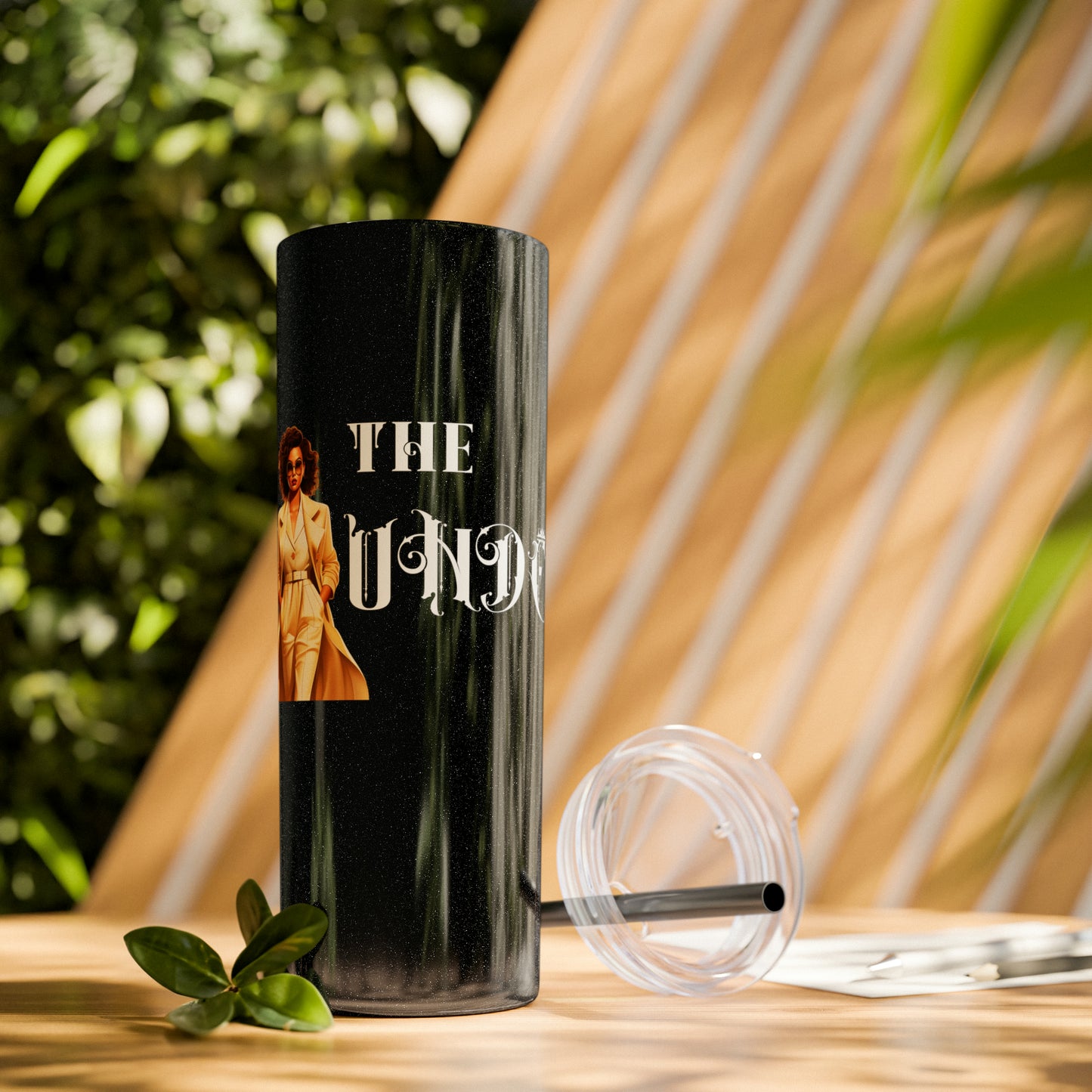 THE FOUNDER: Lady Boss Graphic Skinny Tumbler with Straw, 20oz (Black Matte Finish or Black Glitter Glossy Finish)