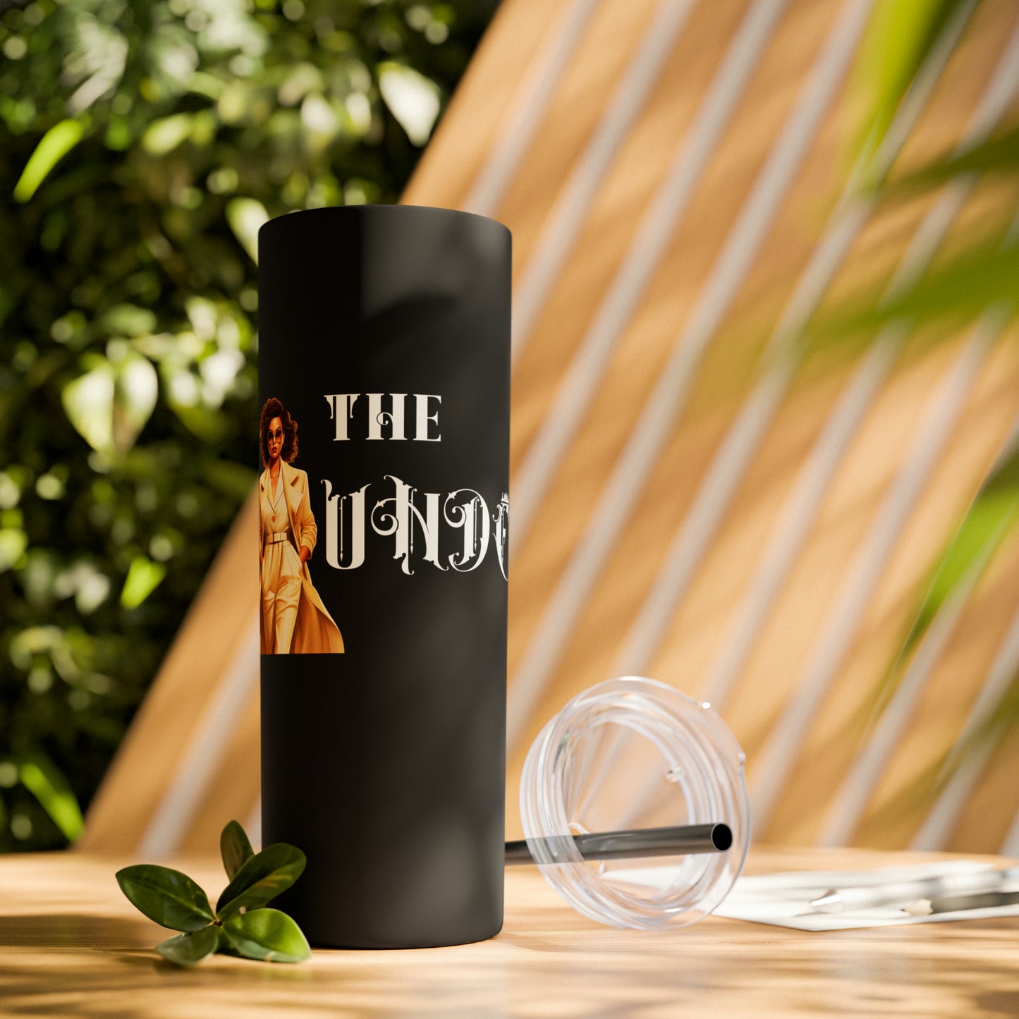 THE FOUNDER: Lady Boss Graphic Skinny Tumbler with Straw, 20oz (Black Matte Finish or Black Glitter Glossy Finish)