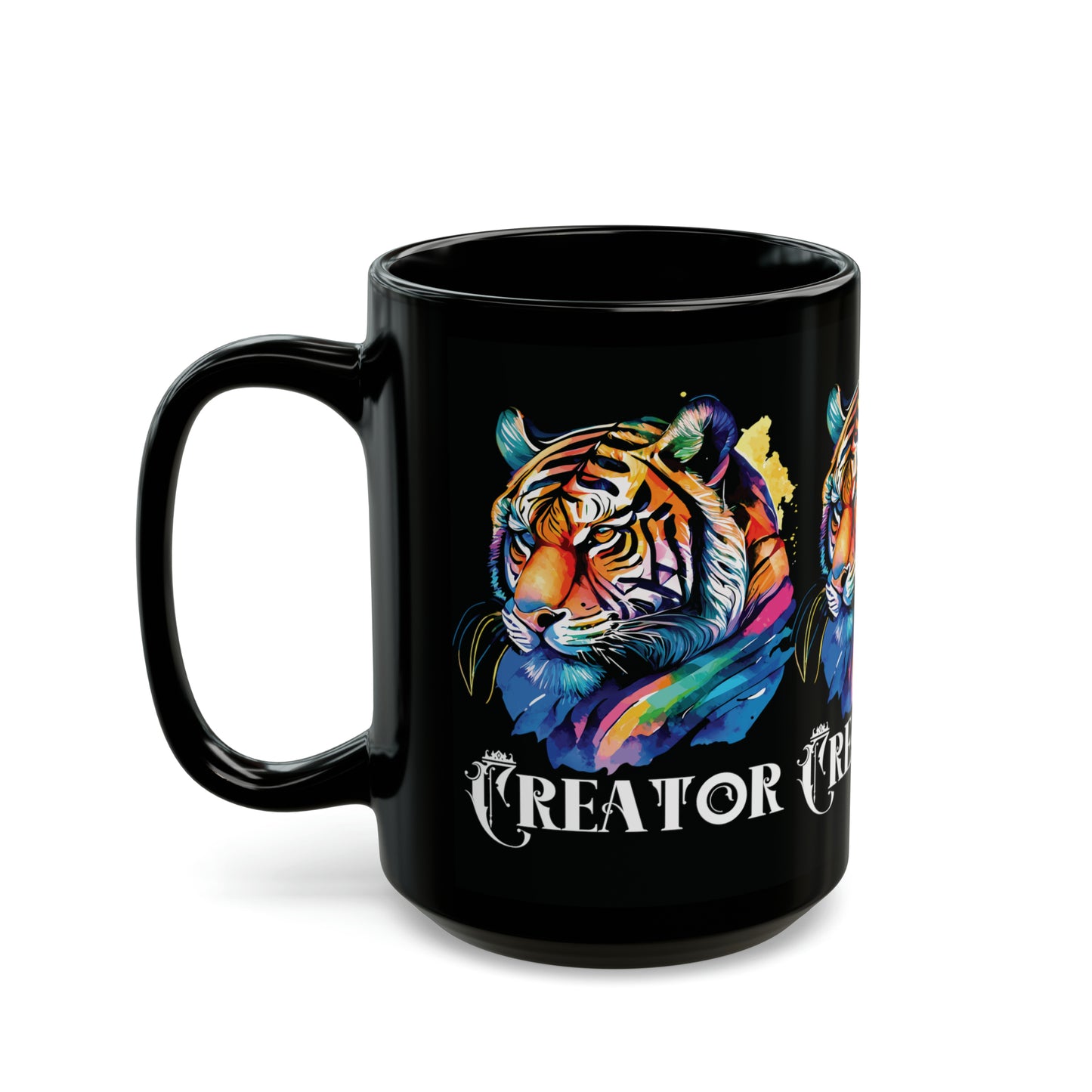 CREATOR: Tiger Graphic Glossy Black Mug (11oz, 15oz)