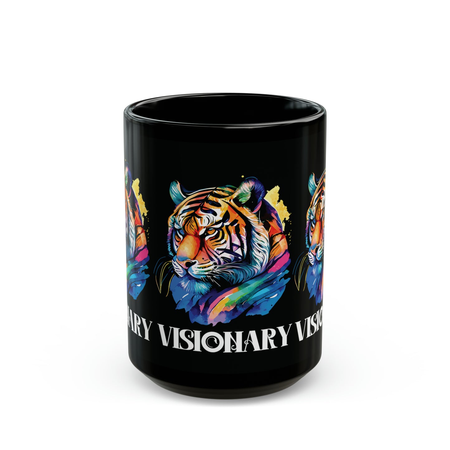 VISIONARY: Tiger Graphic Glossy Black Mug (11oz, 15oz)