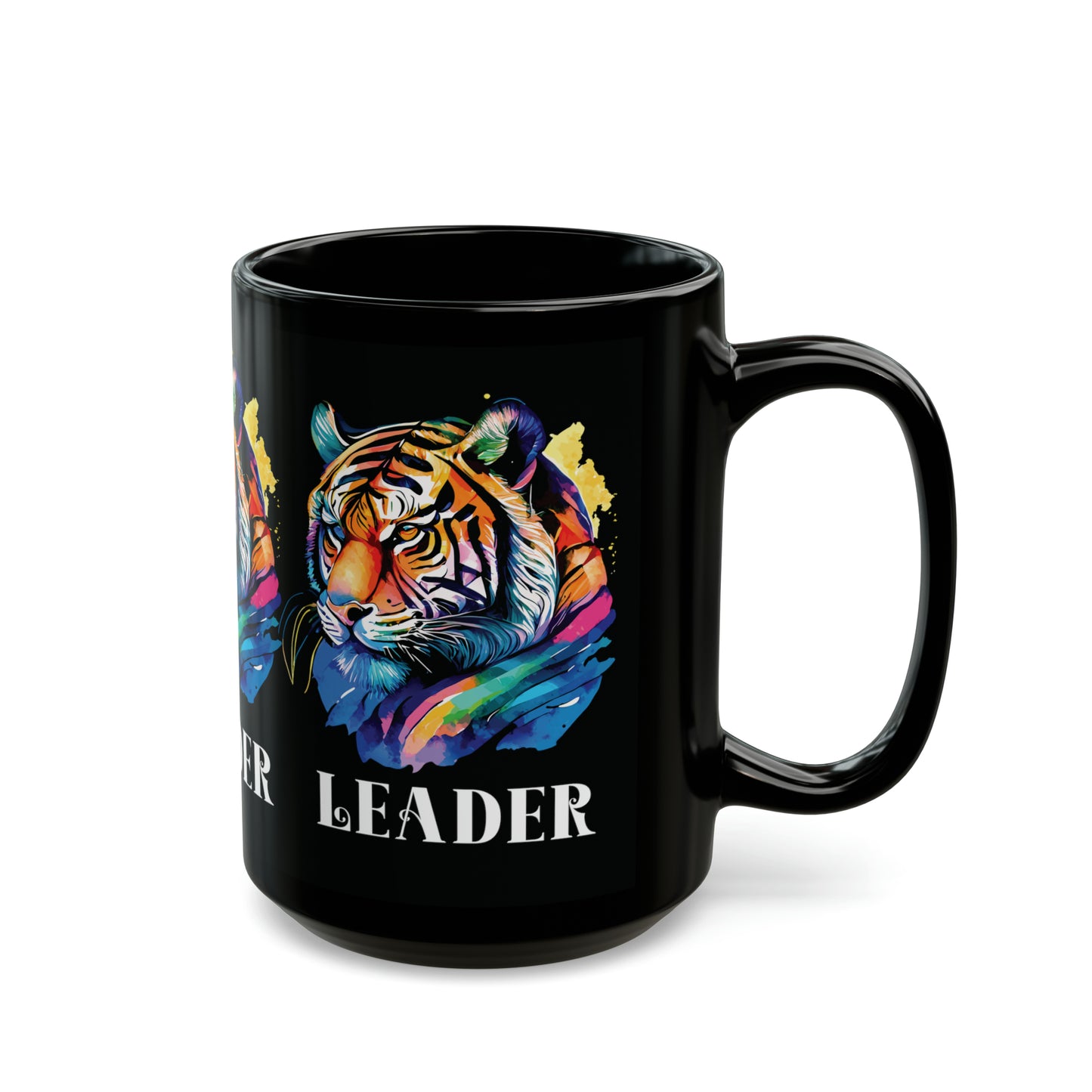 LEADER: Tiger Graphic Glossy Black Mug (11oz, 15oz)