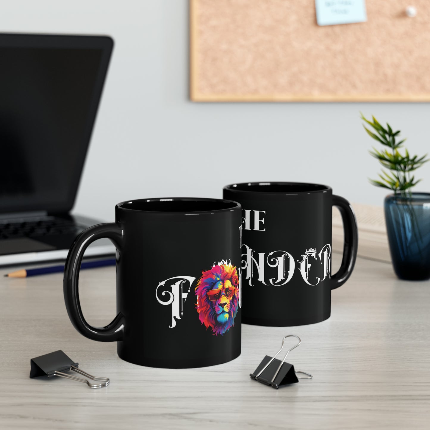 The Founder: Lion Graphic Glossy Black Mug (11oz, 15oz)